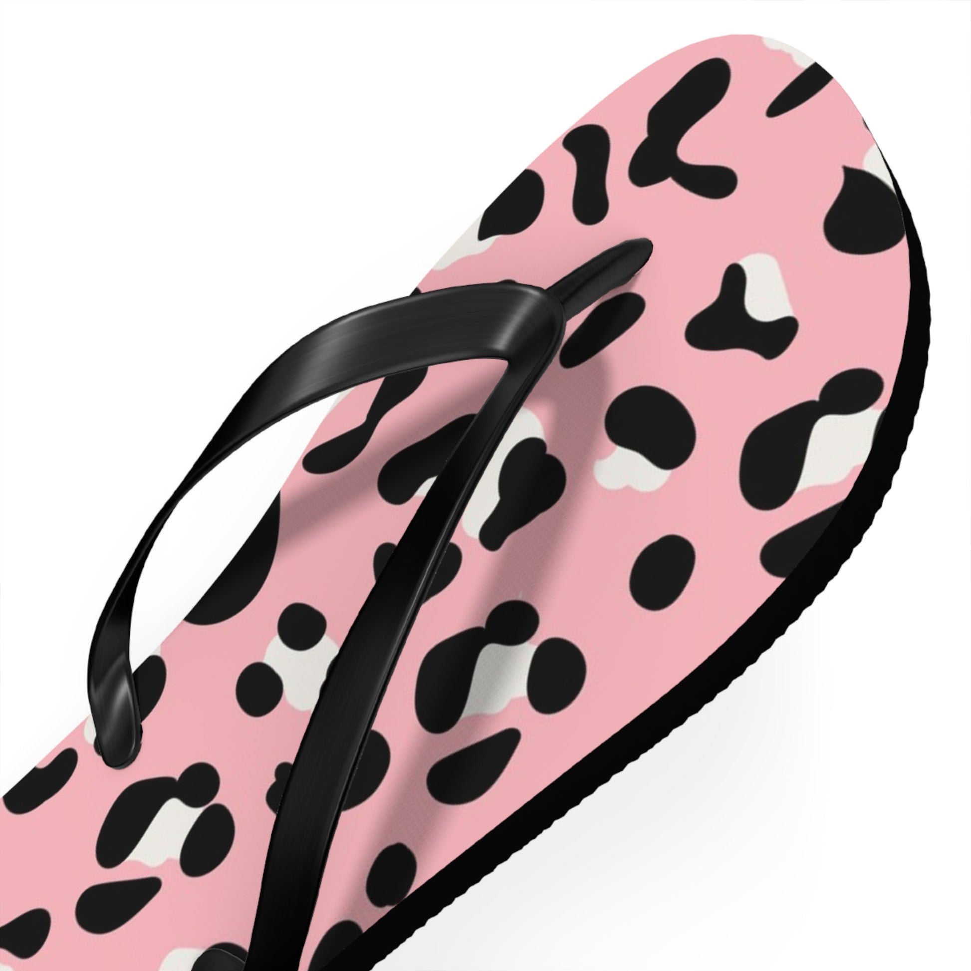 Pink and Black Leopard Print Flip Flops, Artsulli - Art is Long, Life is Short, Shoes, , , , , , , 
