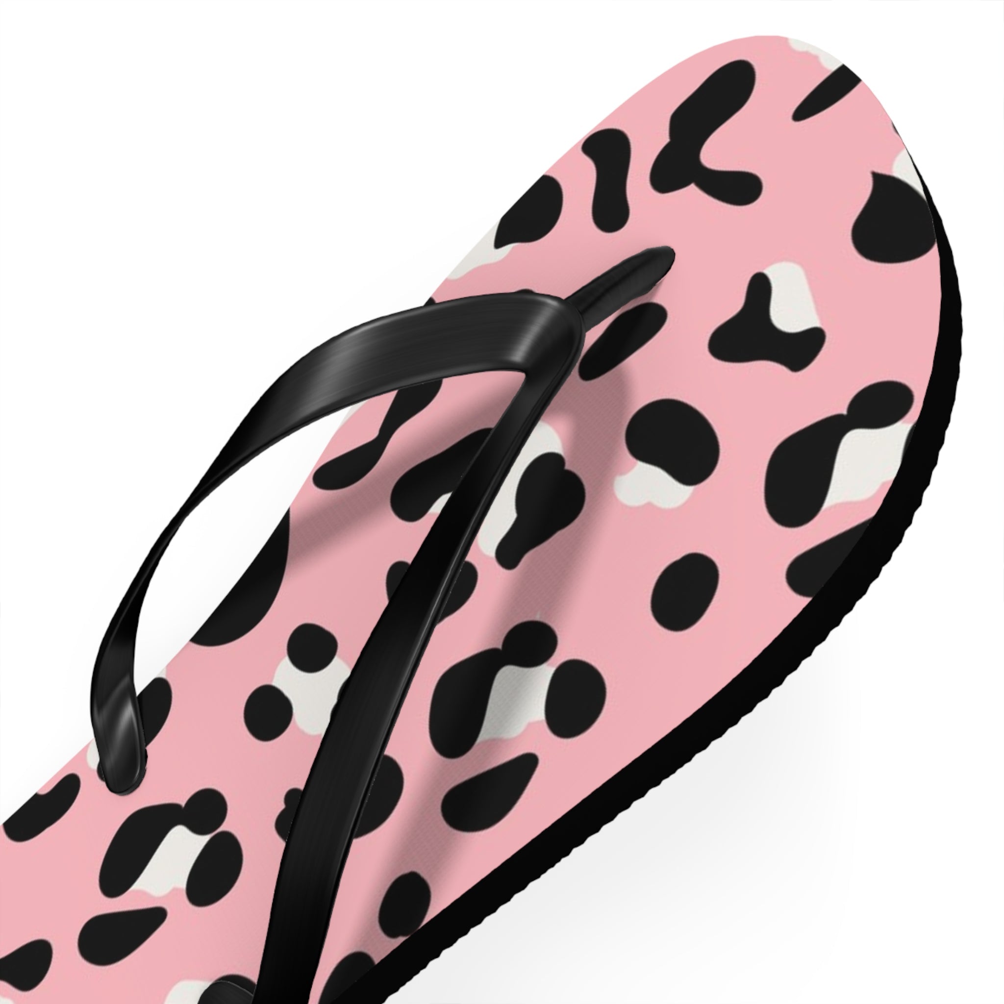 Pink and Black Leopard Print Flip Flops, Artsulli - Art is Long, Life is Short, Shoes, , , , , , , 