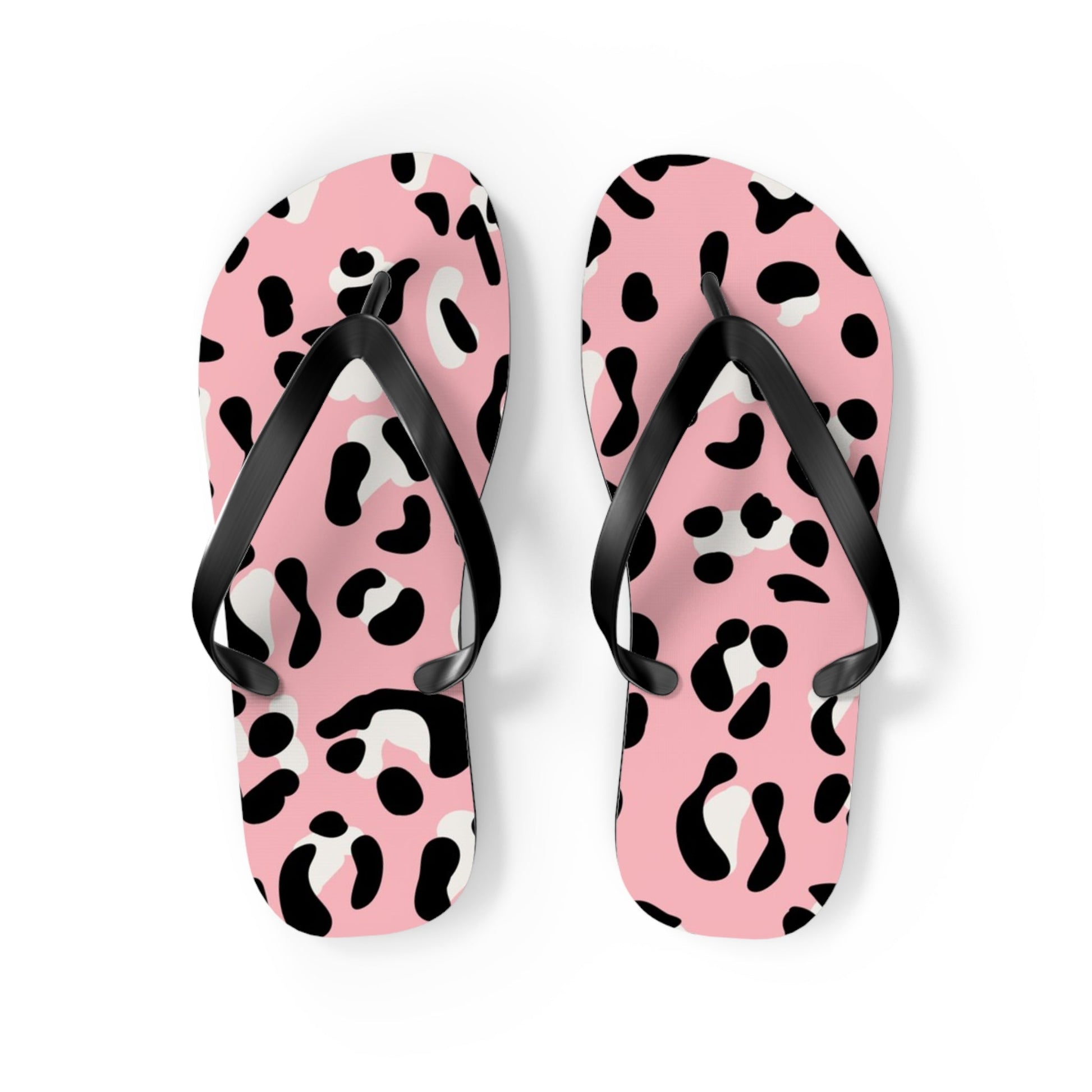 Pink and Black Leopard Print Flip Flops, Artsulli - Art is Long, Life is Short, Shoes, Size, M, Color, Black sole, , , 44364717735657454779