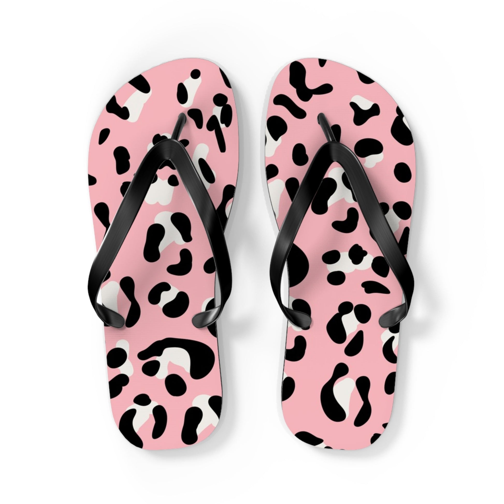 Pink and Black Leopard Print Flip Flops, Artsulli - Art is Long, Life is Short, Shoes, Size, L, Color, Black sole, , , 17535948965595999813