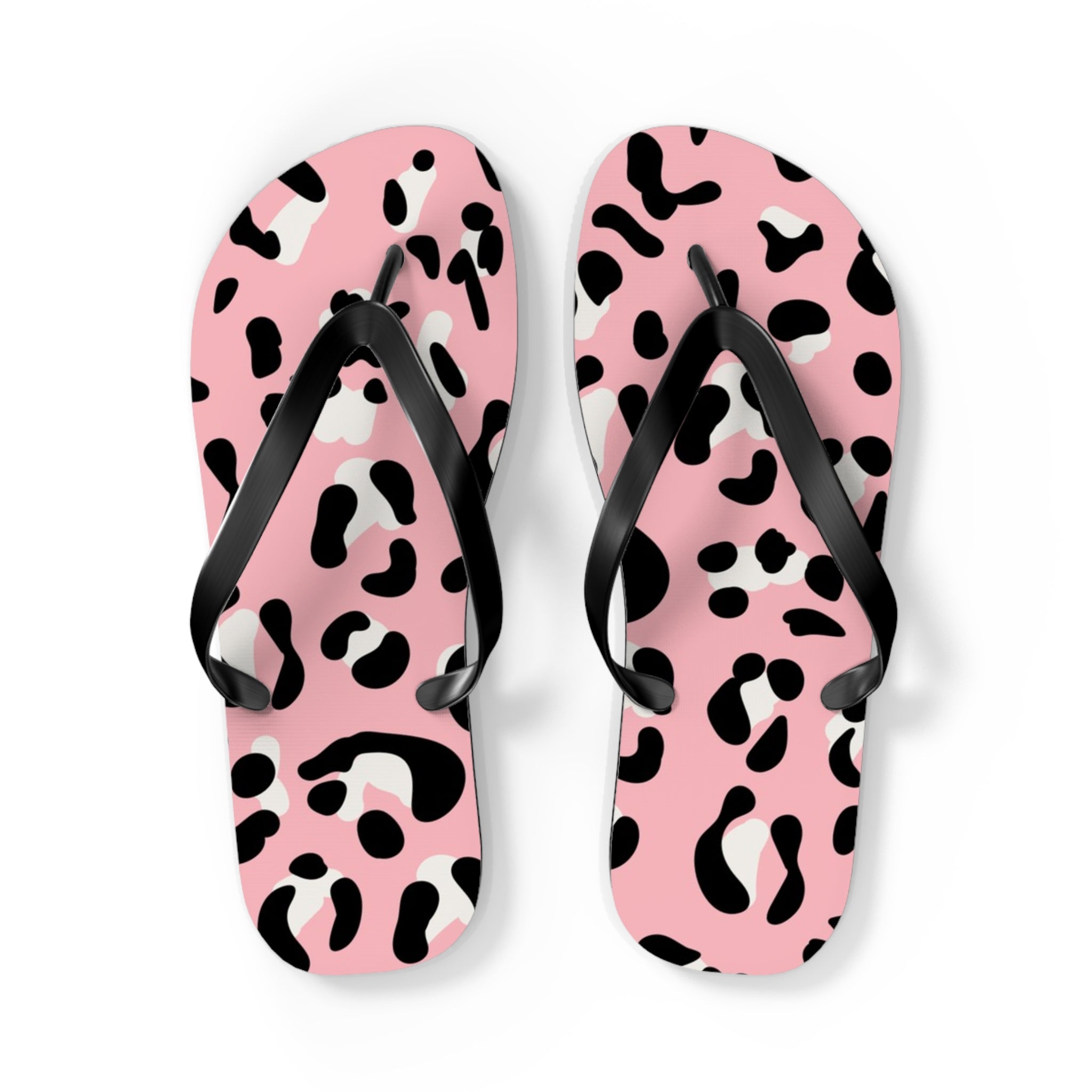 Pink and Black Leopard Print Flip Flops, Artsulli - Art is Long, Life is Short, Shoes, Size, L, Color, Black sole, , , 17535948965595999813
