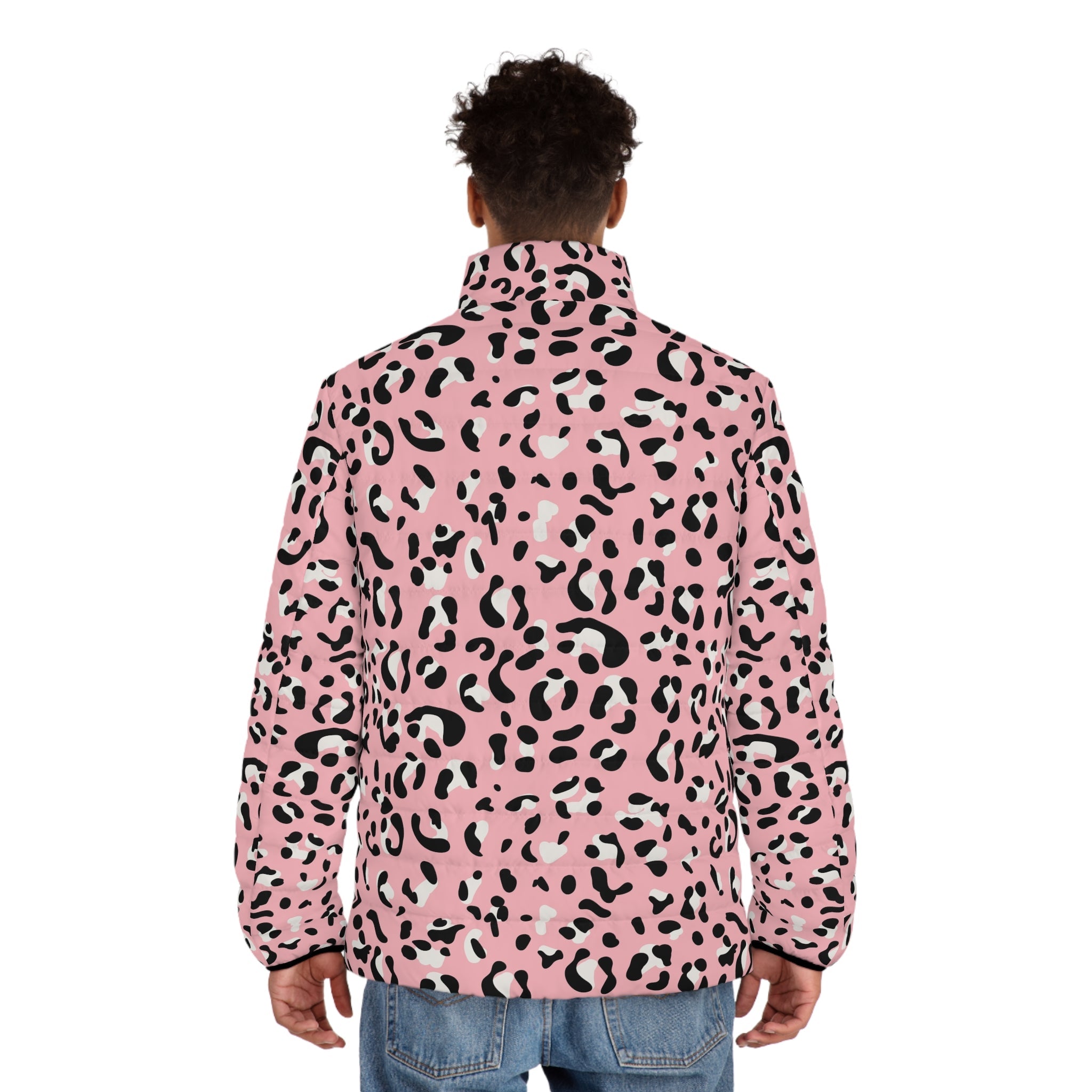 Pink and Black Leopard Print Puffer Jacket, Artsulli - Art is Long, Life is Short, All Over Prints, , , , , , , 