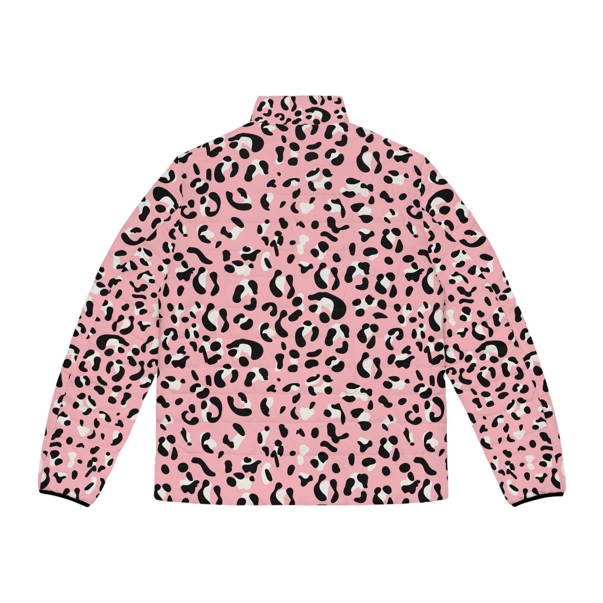 Pink and Black Leopard Print Puffer Jacket, Artsulli - Art is Long, Life is Short, All Over Prints, , , , , , , 