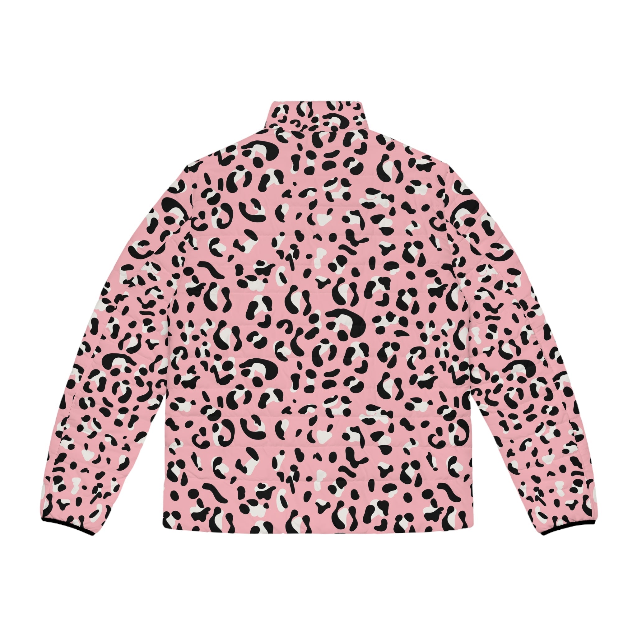 Pink and Black Leopard Print Puffer Jacket, Artsulli - Art is Long, Life is Short, All Over Prints, , , , , , , 