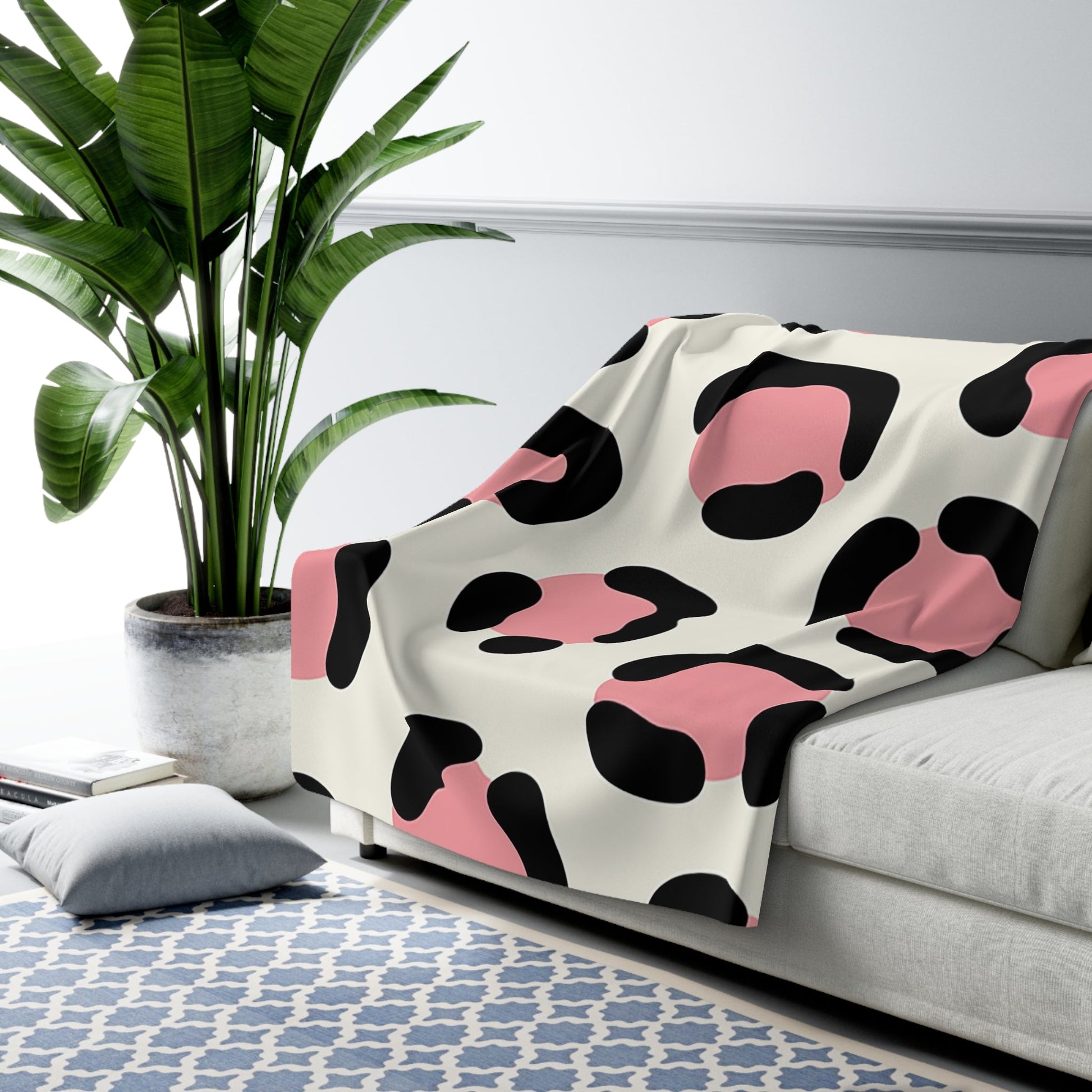 Pink and Black Leopard Print Sherpa Fleece Blanket, Artsulli - Art is Long, Life is Short, Home Decor, , , , , , , 