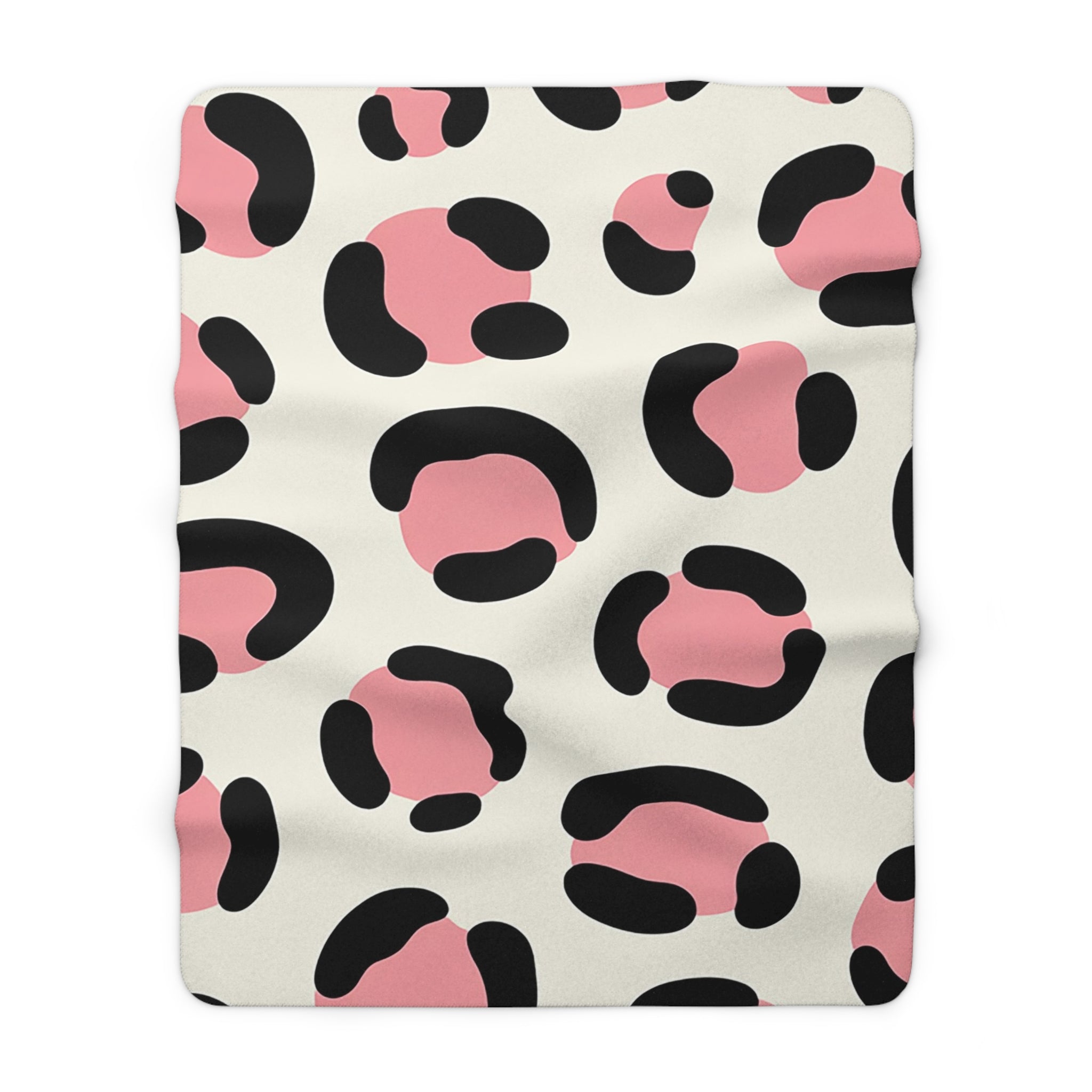 Pink and Black Leopard Print Sherpa Fleece Blanket, Artsulli - Art is Long, Life is Short, Home Decor, Size, 60" × 80", , , , , 25121163374434272689