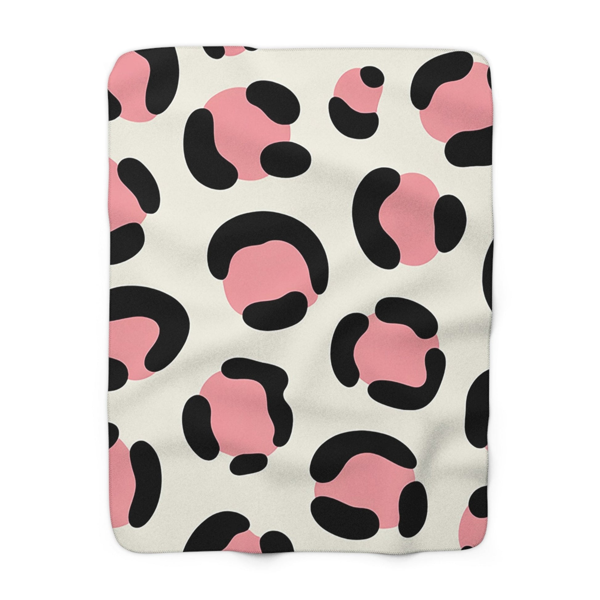 Pink and Black Leopard Print Sherpa Fleece Blanket, Artsulli - Art is Long, Life is Short, Home Decor, Size, 50" × 60", , , , , 24083082196139914326