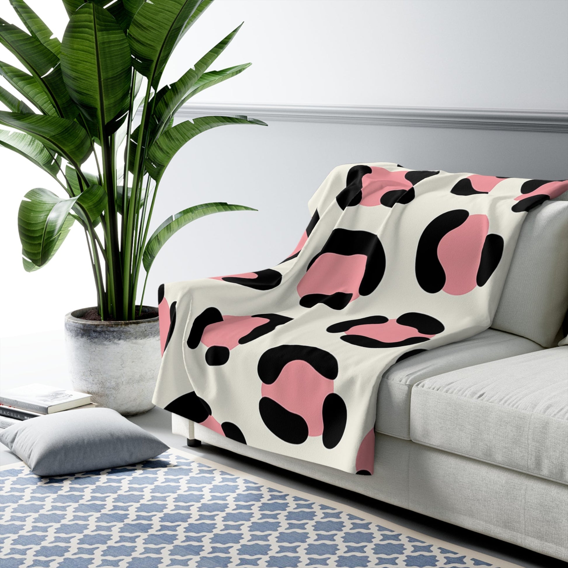 Pink and Black Leopard Print Sherpa Fleece Blanket, Artsulli - Art is Long, Life is Short, Home Decor, , , , , , , 