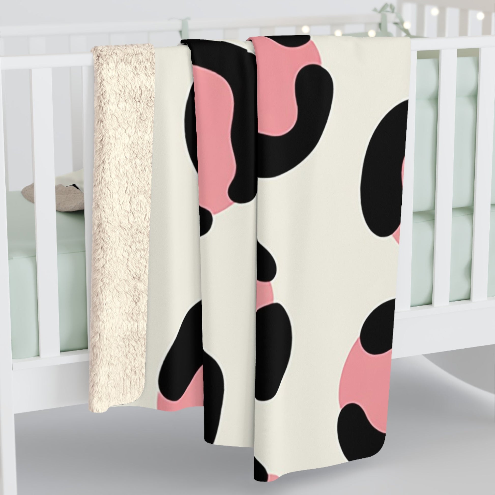 Pink and Black Leopard Print Sherpa Fleece Blanket, Artsulli - Art is Long, Life is Short, Home Decor, , , , , , , 