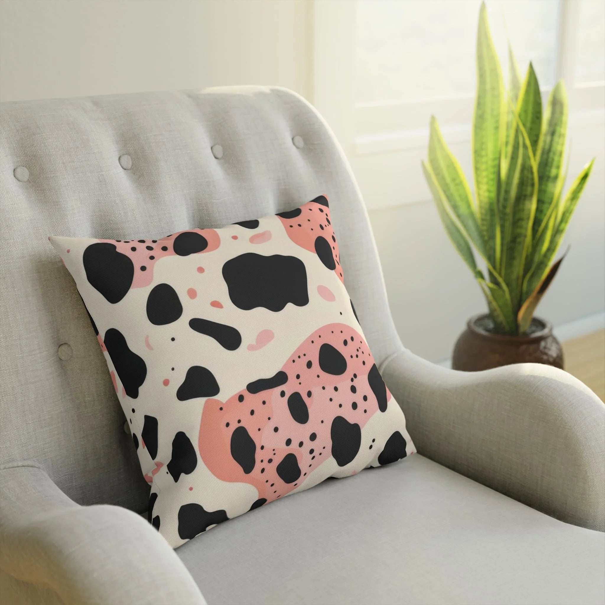 Pink and Black Organic Cow Print Pillow, Artsulli - Art is Long, Life is Short, Home Decor, , , , , , , 