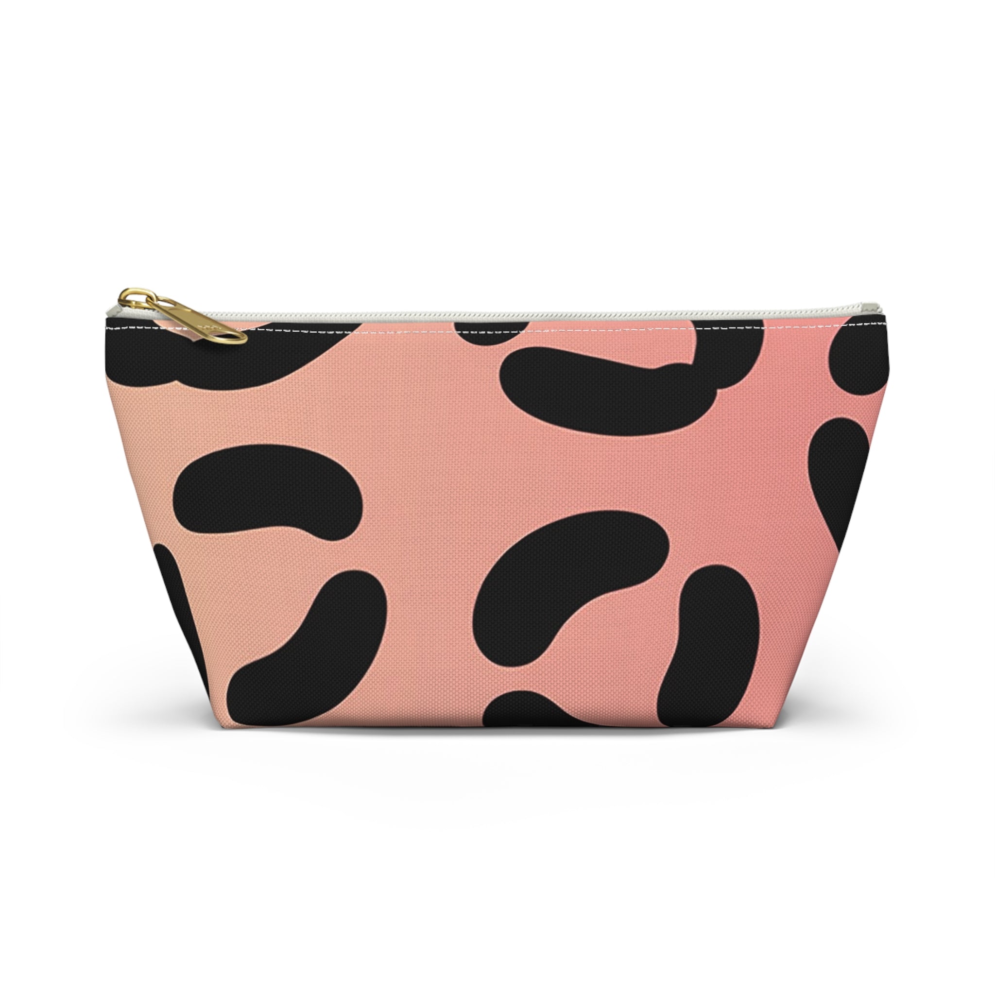 Pink and Black Spotted Makeup Bag, Artsulli - Art is Long, Life is Short, Bags, Size, Small, Color, White zipper, , , 17535052613117289426