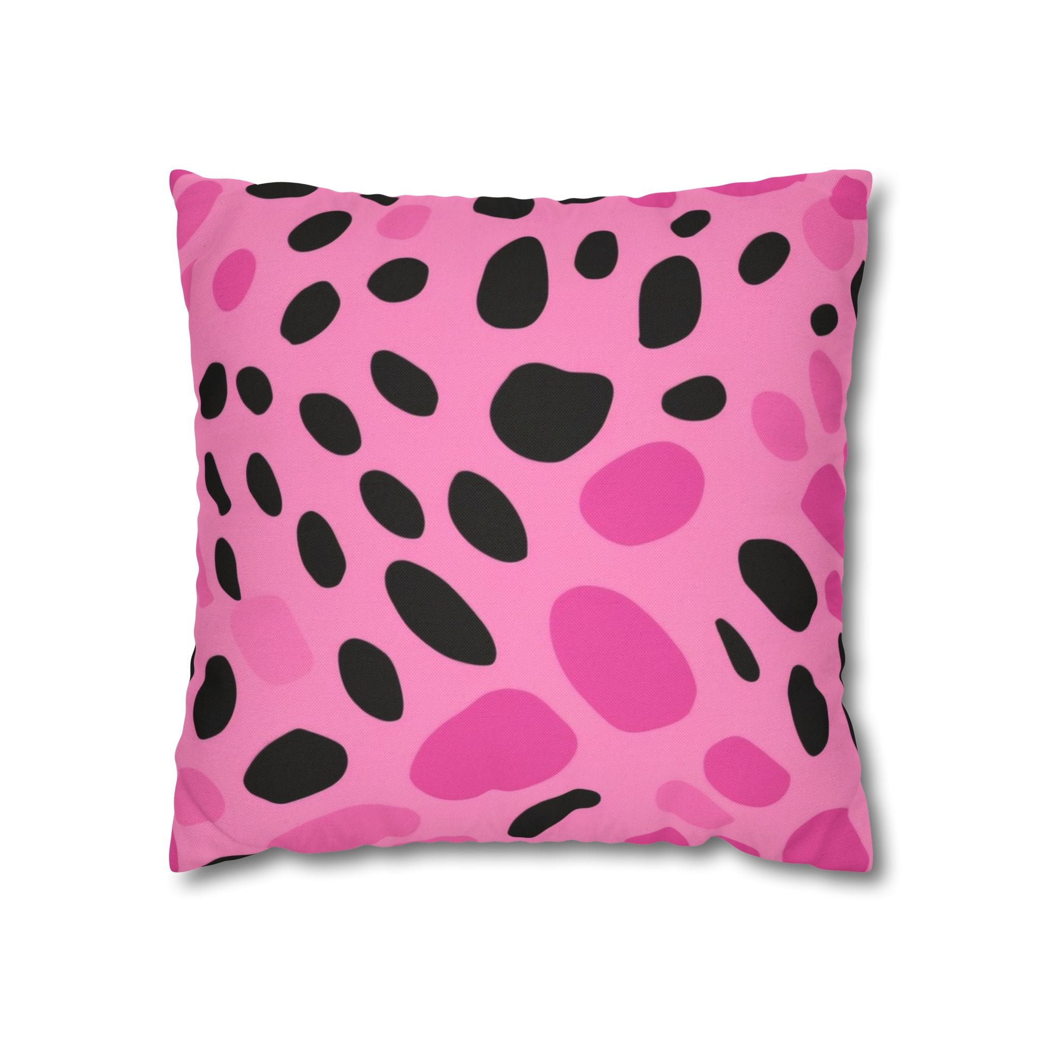 Pink and Black Spotted Throw Pillow, Artsulli - Art is Long, Life is Short, Home Decor, Size, 16" × 16", , , , , 25699407040776659286