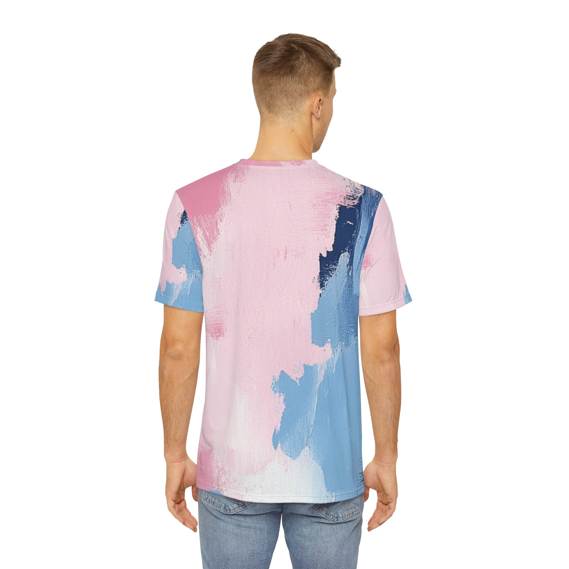 Pink and Blue Abstract Paint Stroke T-Shirt, Artsulli - Art is Long, Life is Short, All Over Prints, , , , , , , 