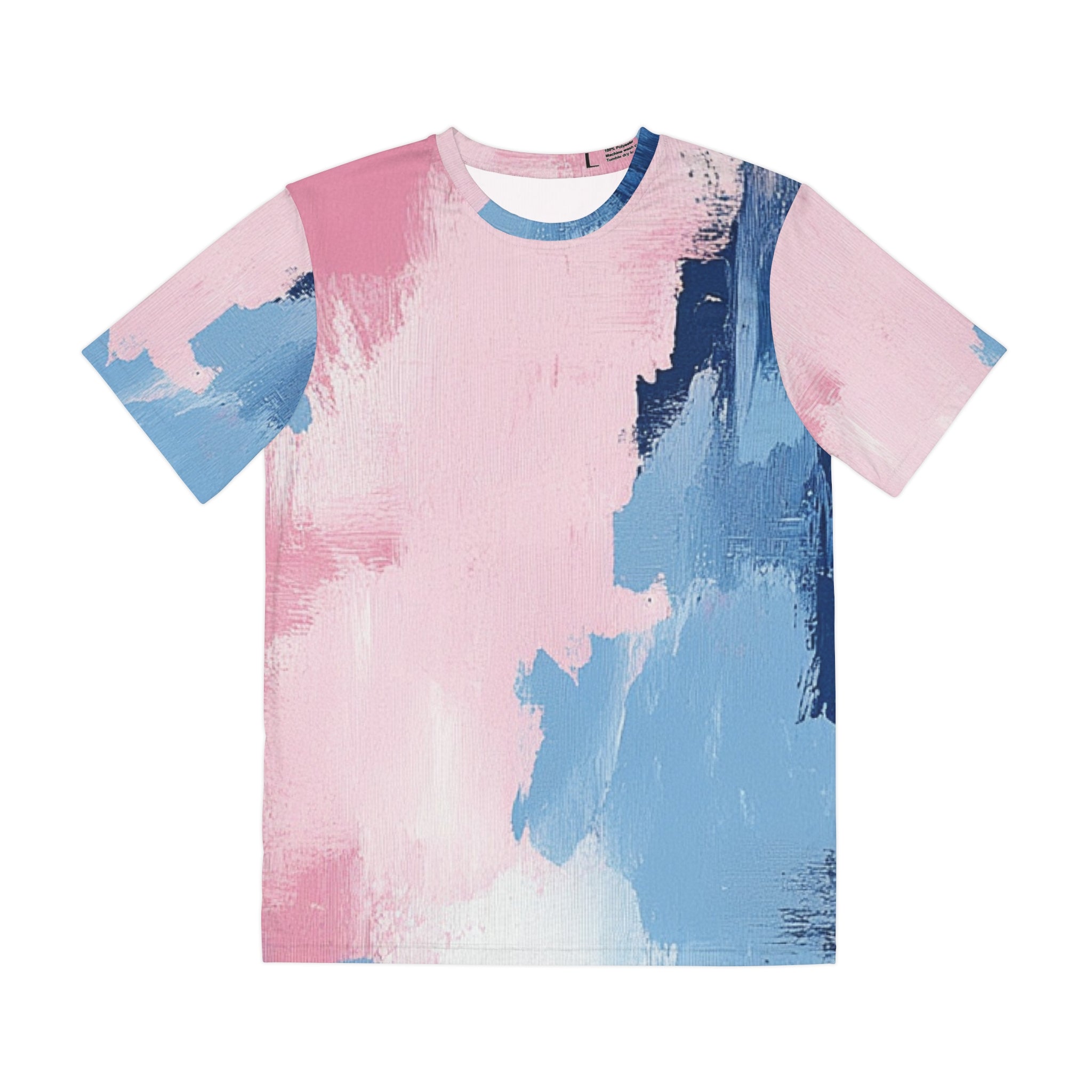 Printify Pink and Blue Abstract Paint Stroke T-Shirt 2025