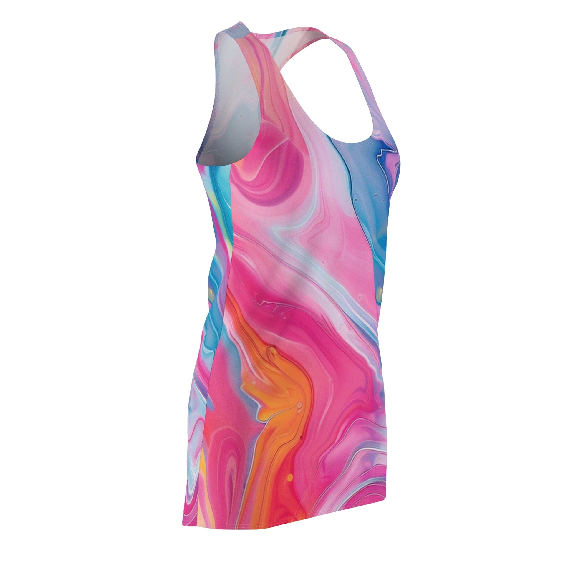 Pink and Blue Abstract Racerback Dress, Artsulli - Art is Long, Life is Short, All Over Prints, , , , , , , 