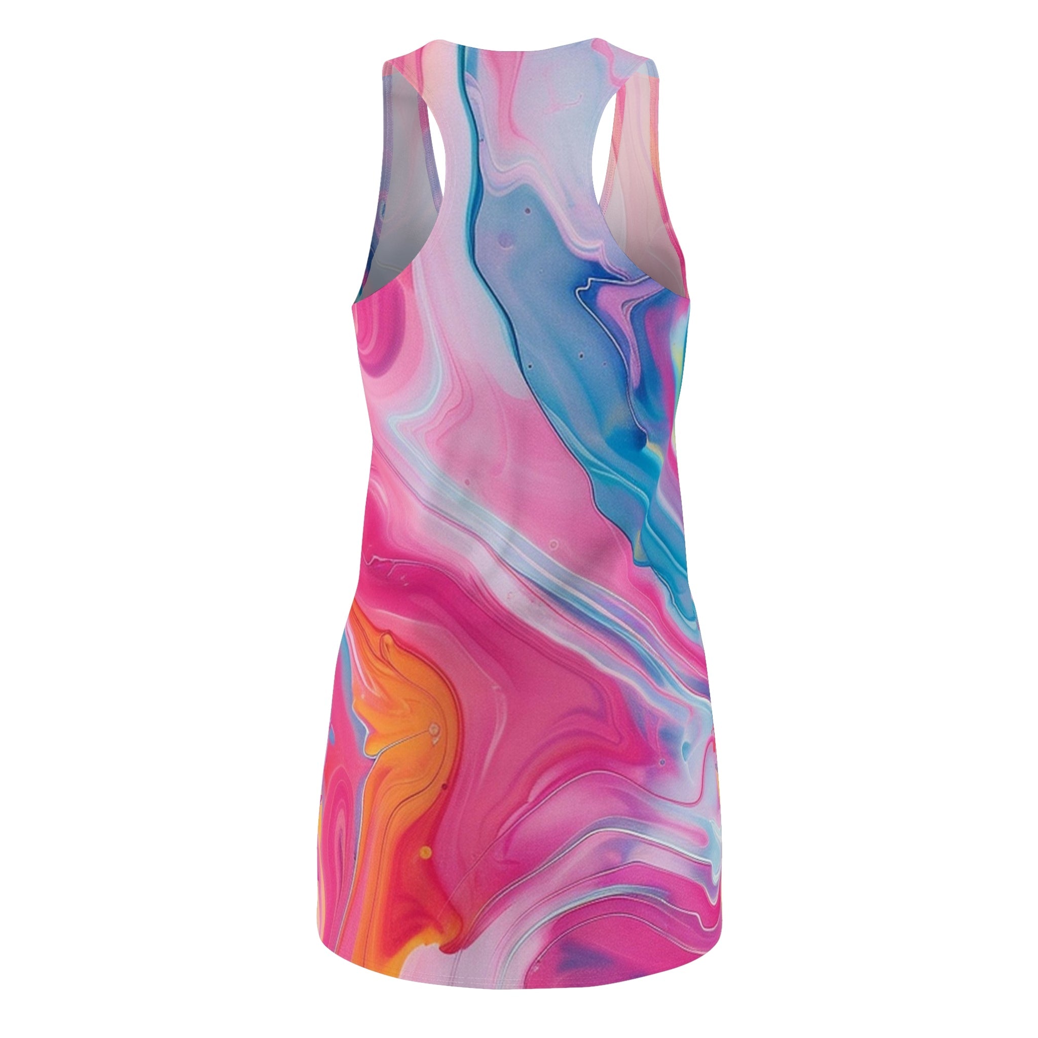 Pink and Blue Abstract Racerback Dress, Artsulli - Art is Long, Life is Short, All Over Prints, , , , , , , 