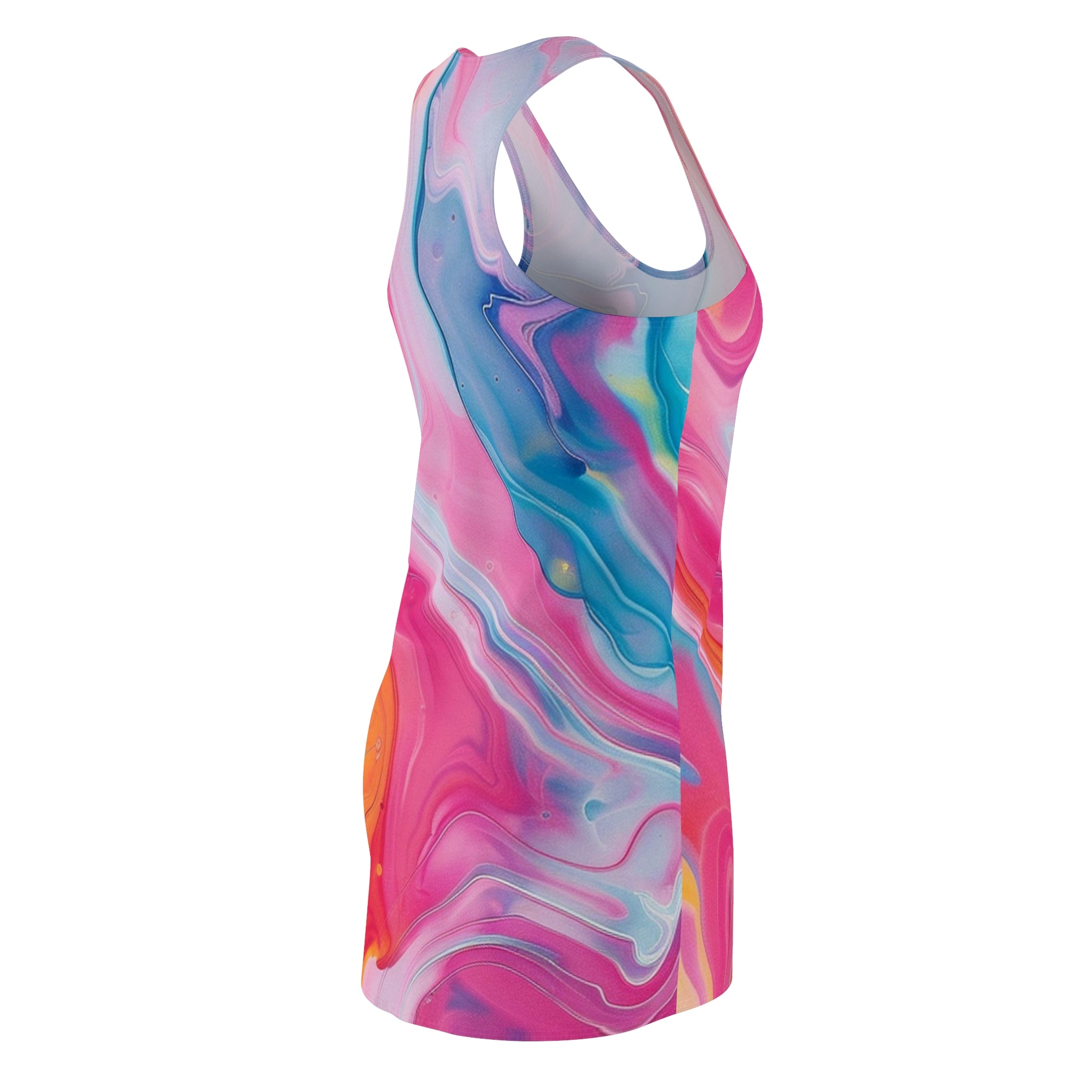 Pink and Blue Abstract Racerback Dress, Artsulli - Art is Long, Life is Short, All Over Prints, , , , , , , 