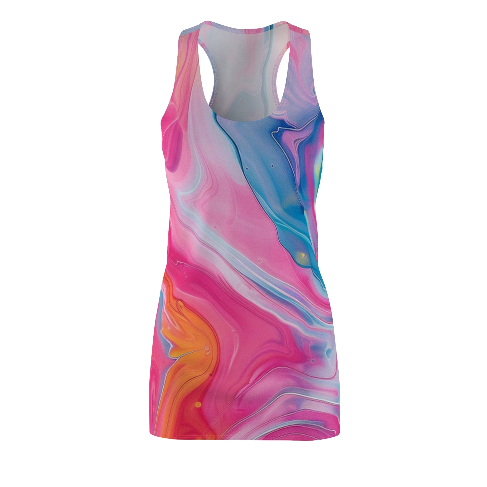 Pink and Blue Abstract Racerback Dress, Artsulli - Art is Long, Life is Short, All Over Prints, Size, XS, , , , , 24429066941246055052