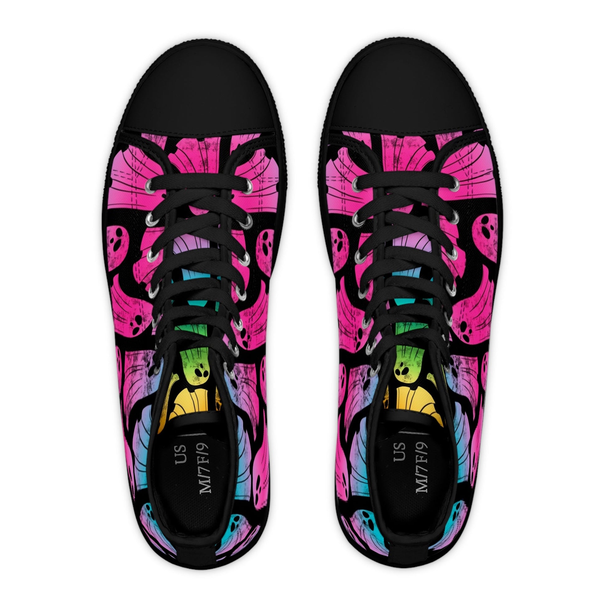 Pink and Blue Ghost High-Top Sneakers, Artsulli - Art is Long, Life is Short, Shoes, , , , , , , 