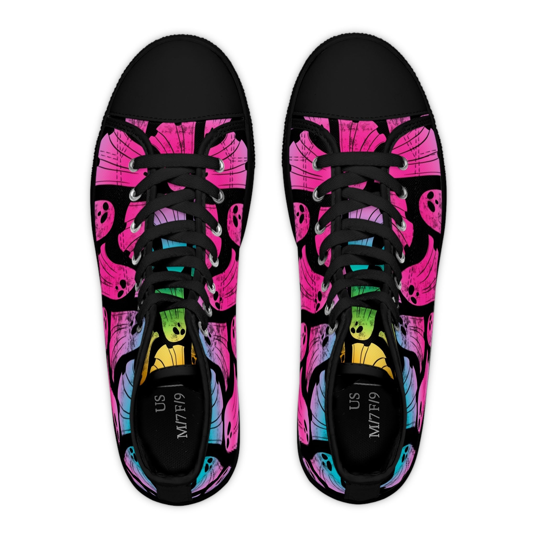 Pink and Blue Ghost High-Top Sneakers, Artsulli - Art is Long, Life is Short, Shoes, , , , , , , 