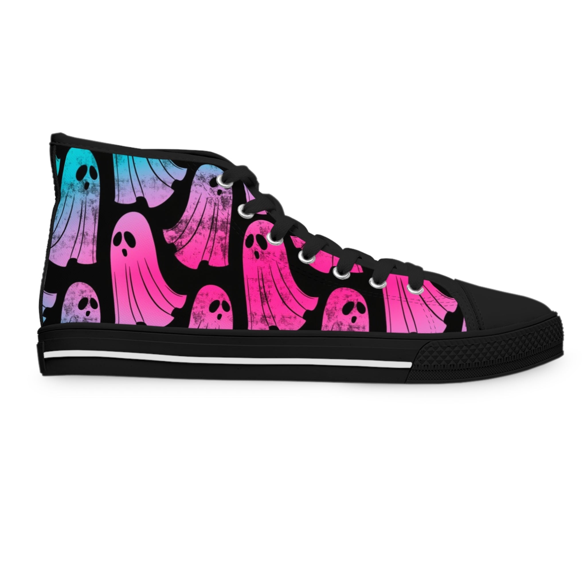 Pink and Blue Ghost High-Top Sneakers, Artsulli - Art is Long, Life is Short, Shoes, , , , , , , 