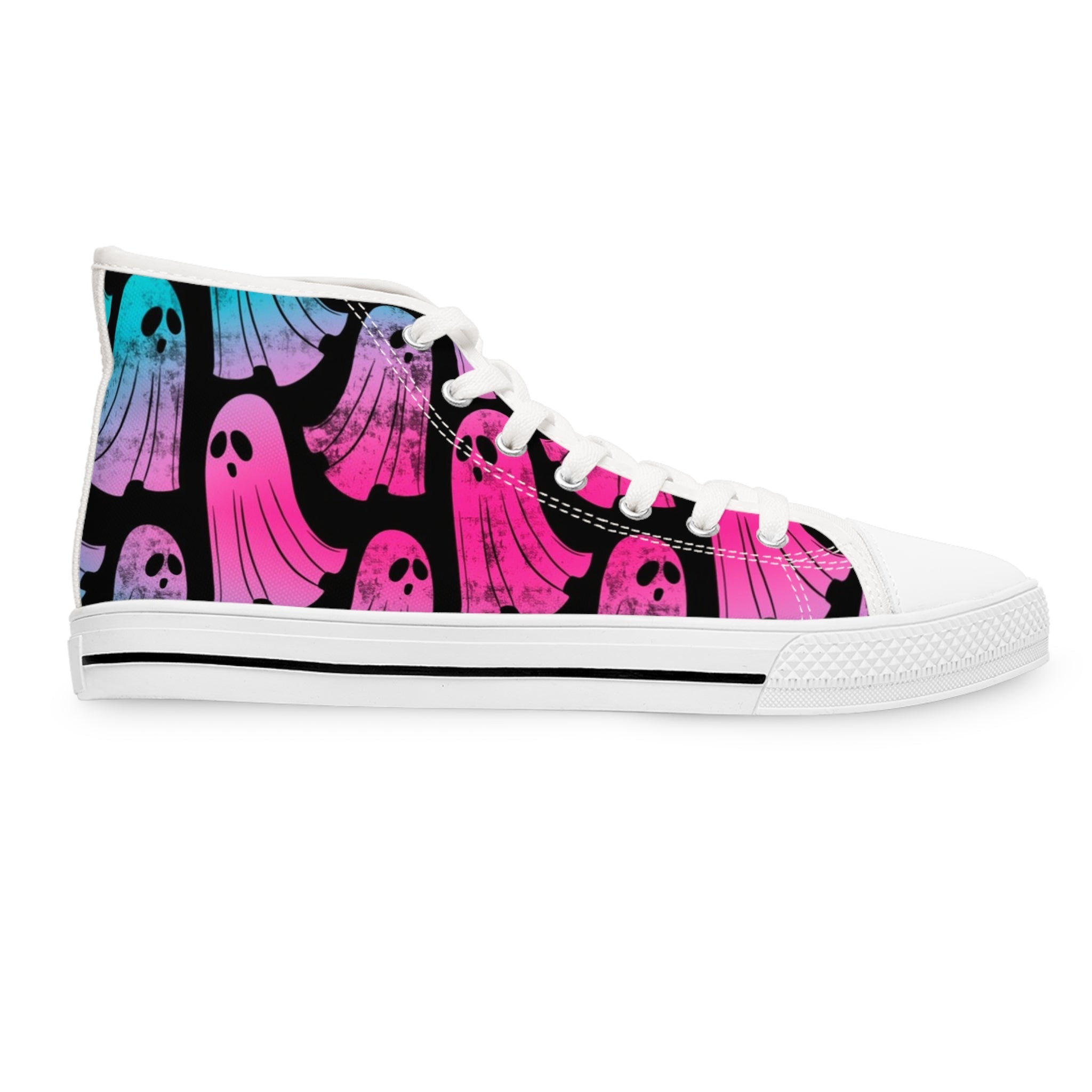 Pink and Blue Ghost High-Top Sneakers, Artsulli - Art is Long, Life is Short, Shoes, , , , , , , 