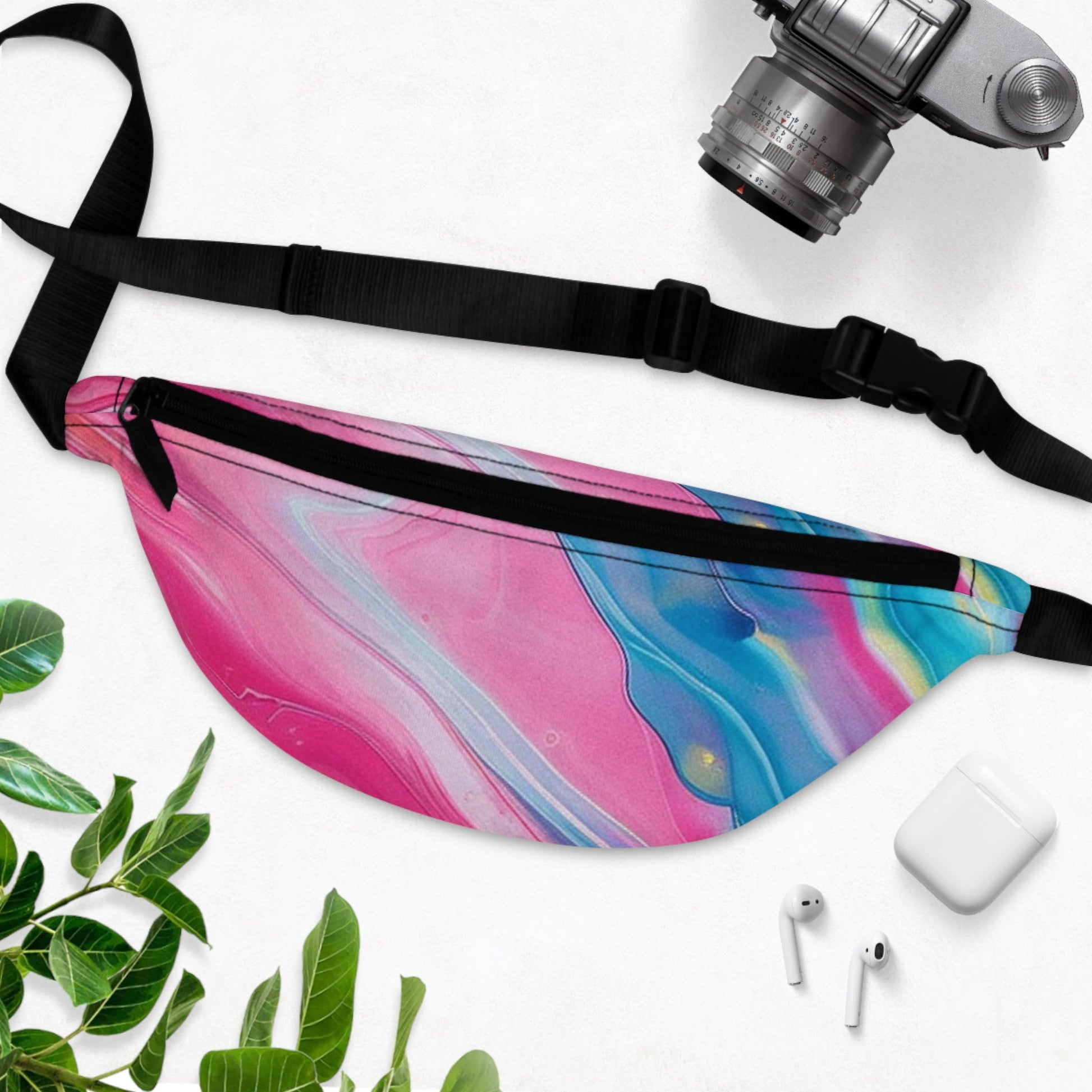 Pink and Blue Marble Fanny Pack, Artsulli - Art is Long, Life is Short, Bags, , , , , , , 