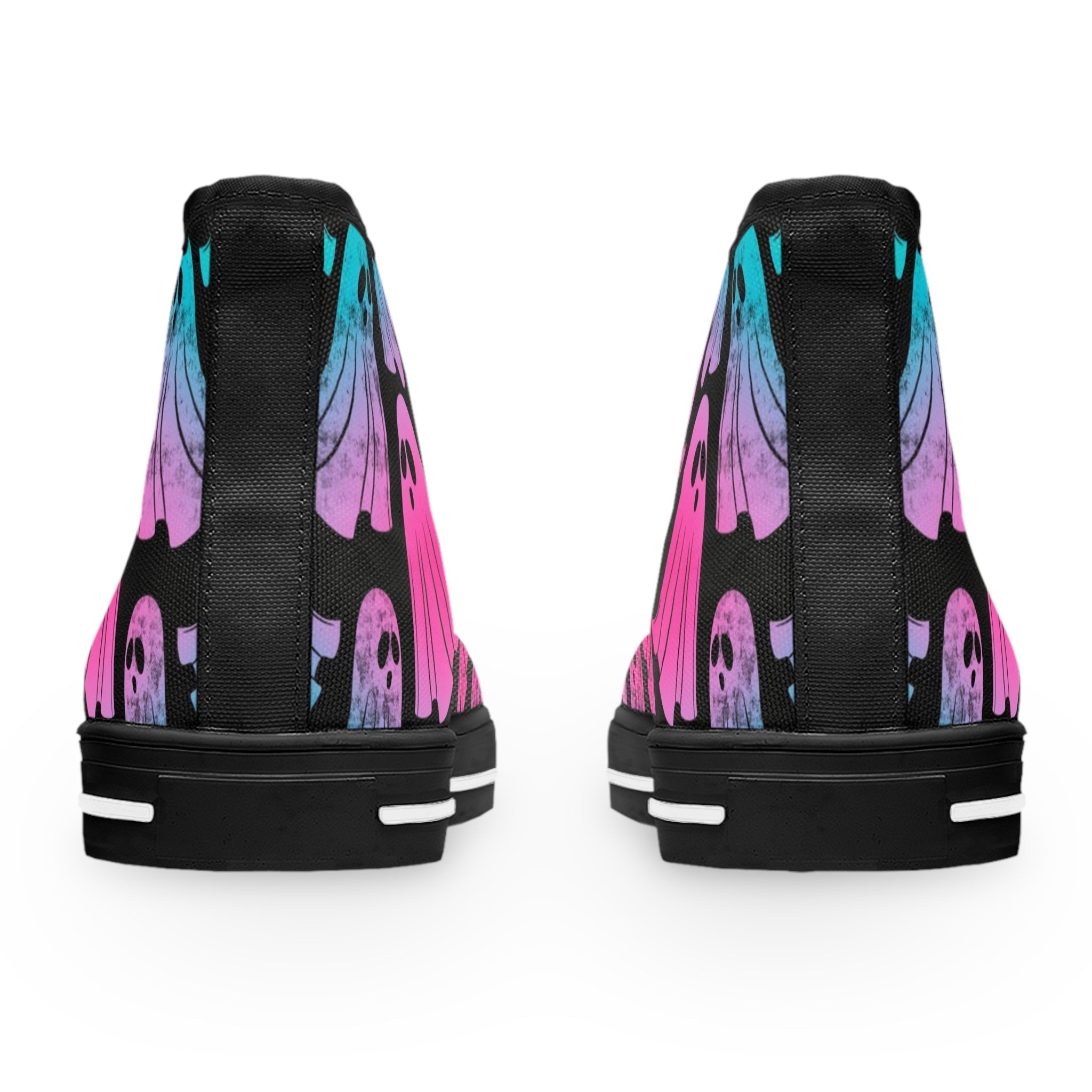 Printify Pink and Blue Neon Ghost Women’s High-Top Sneakers 2025