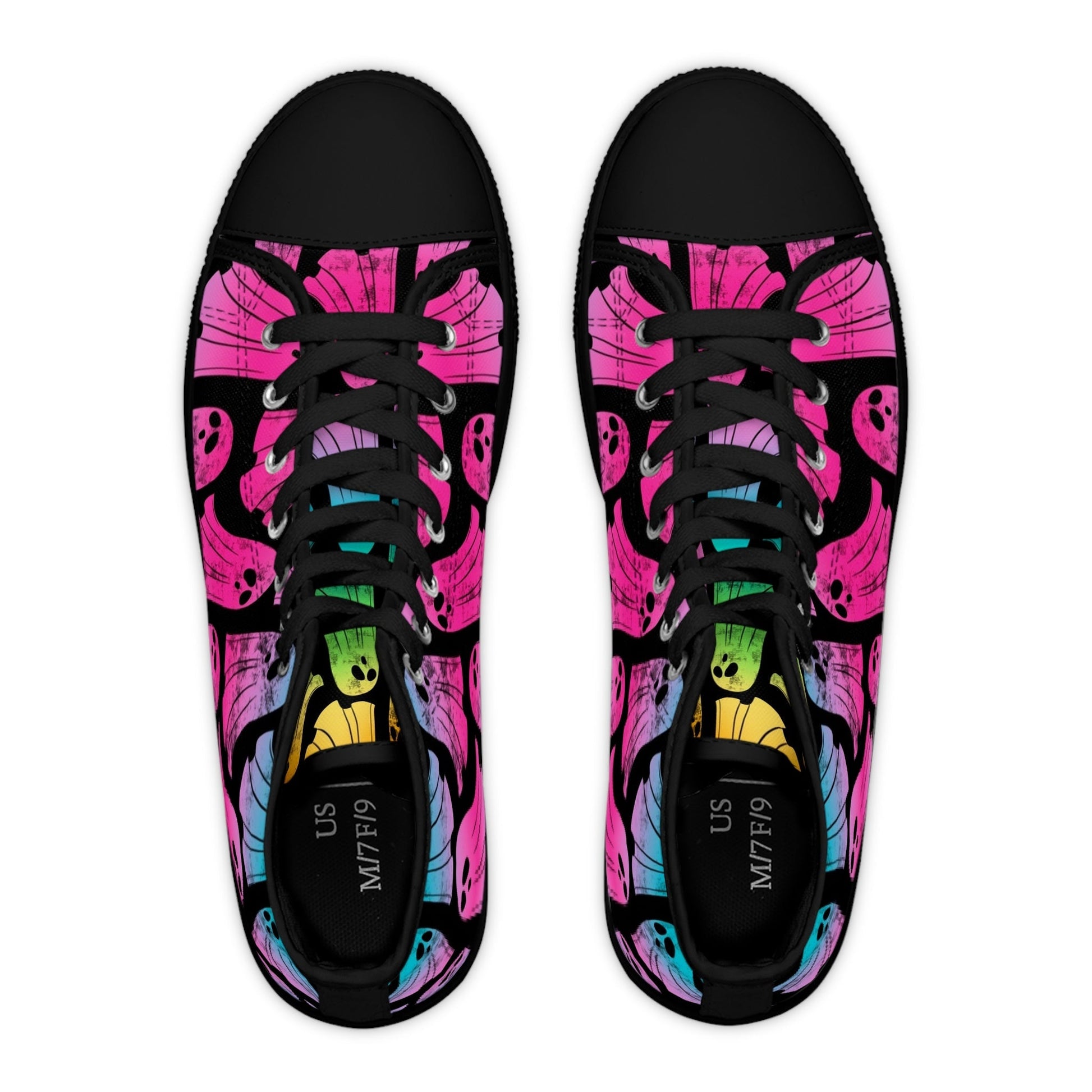 Printify Pink and Blue Neon Ghost Women’s High-Top Sneakers 2025
