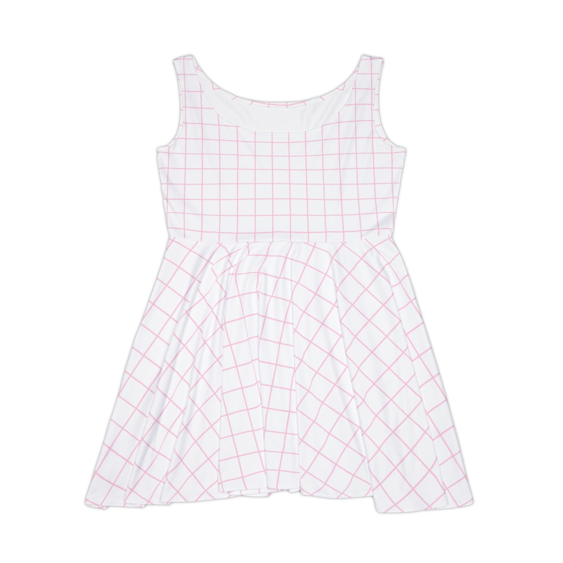 Pink and Blue Plaid Skater Dress, Artsulli - Art is Long, Life is Short, All Over Prints, Size, XS, , , , , 28271612077104083755