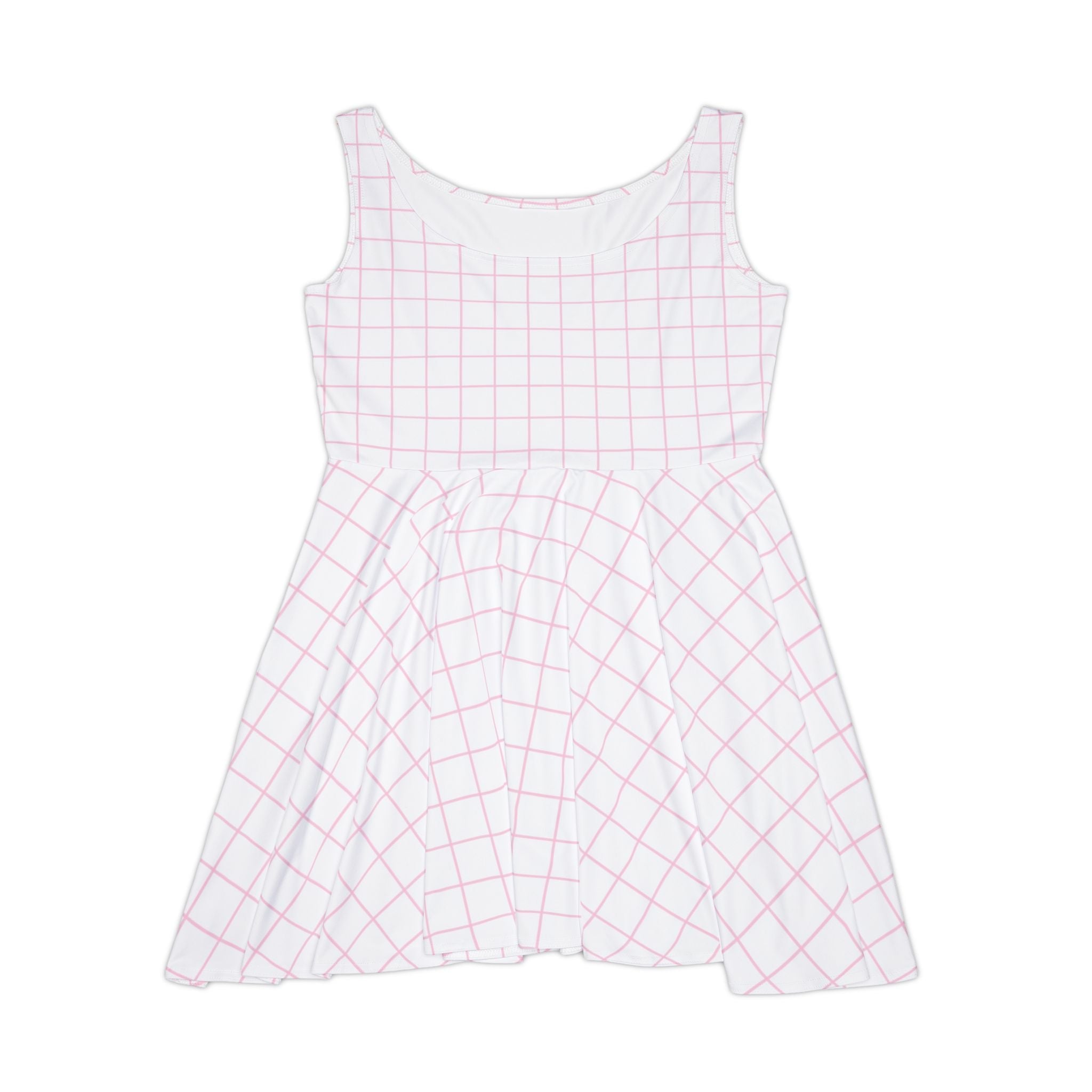Pink and Blue Plaid Skater Dress, Artsulli - Art is Long, Life is Short, All Over Prints, Size, XS, , , , , 28271612077104083755