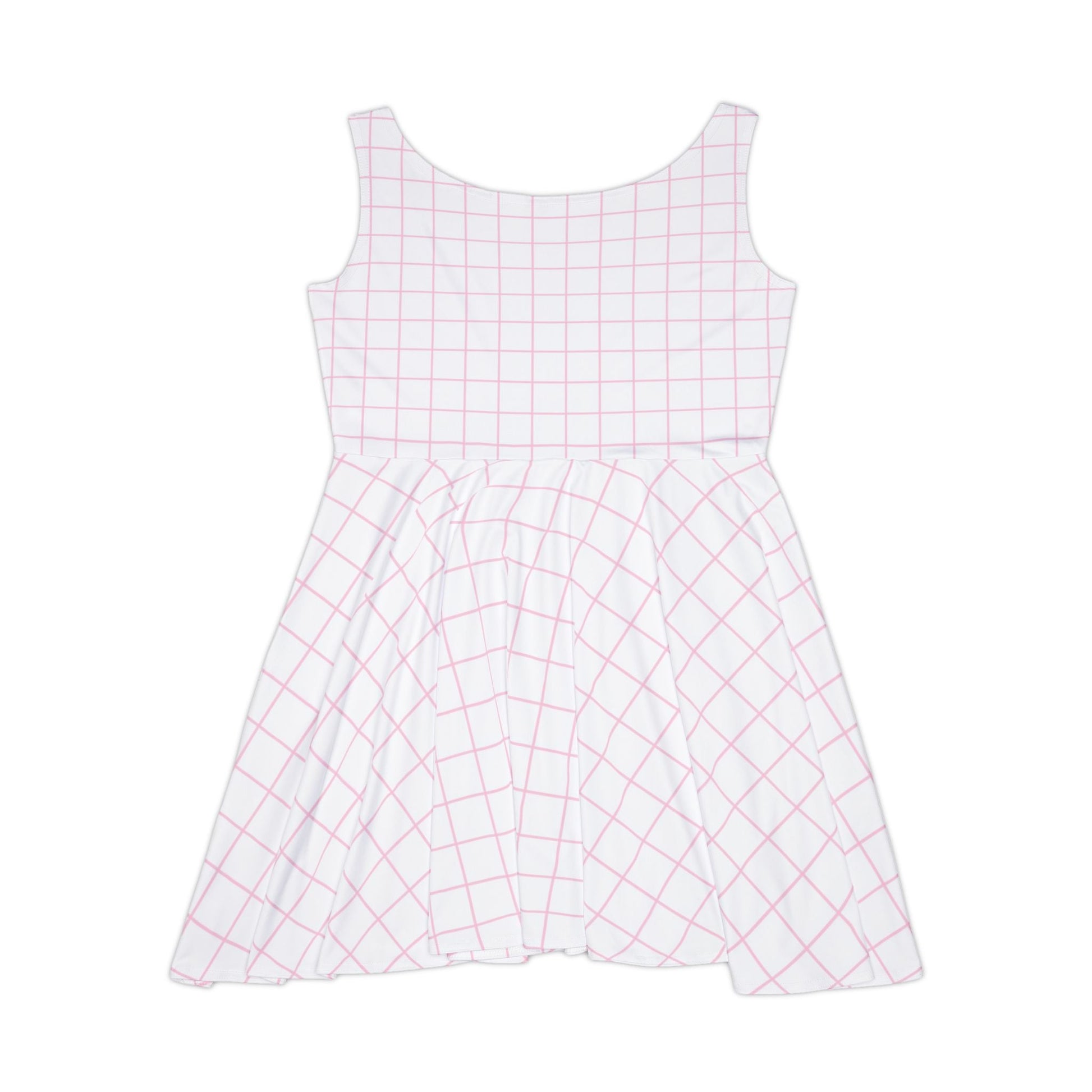 Pink and Blue Plaid Skater Dress, Artsulli - Art is Long, Life is Short, All Over Prints, , , , , , , 