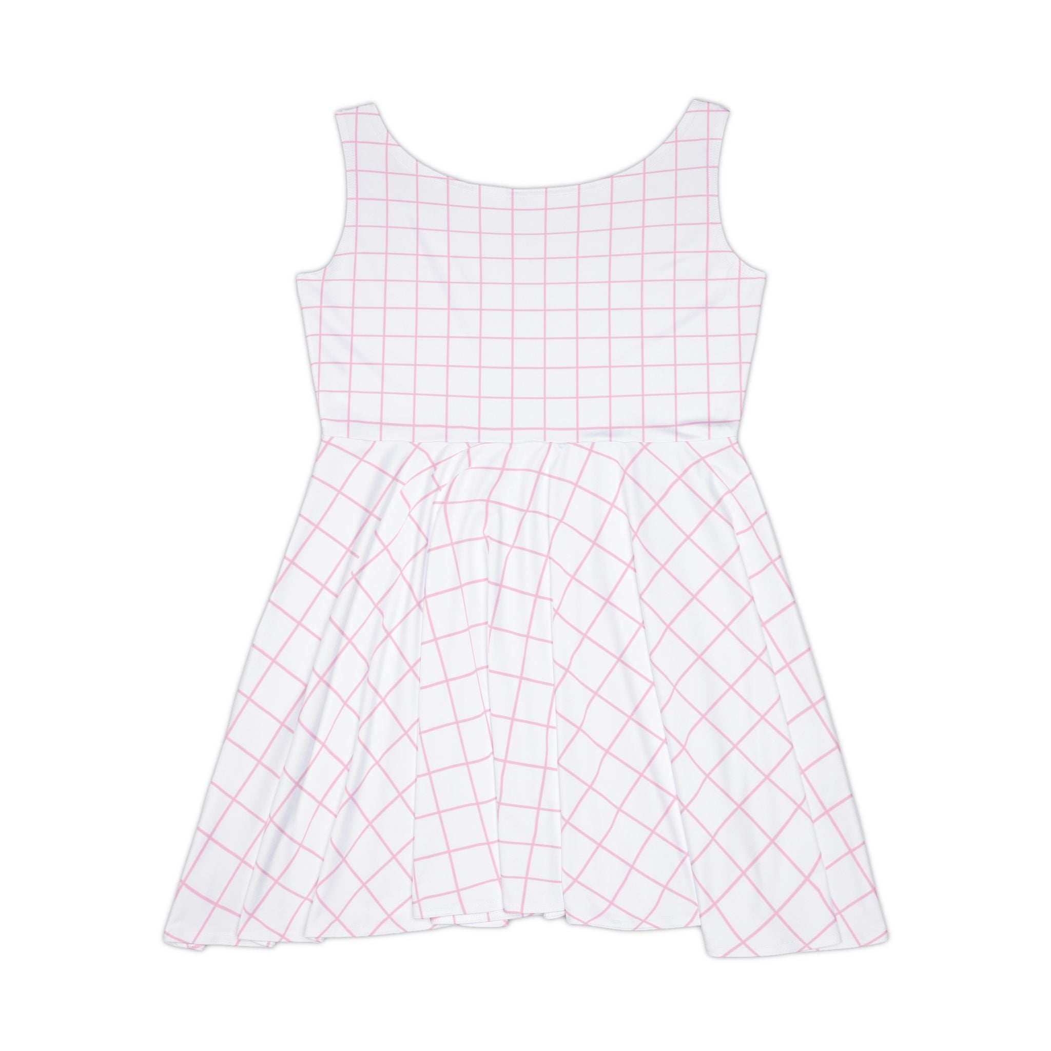 Pink and Blue Plaid Skater Dress, Artsulli - Art is Long, Life is Short, All Over Prints, , , , , , , 