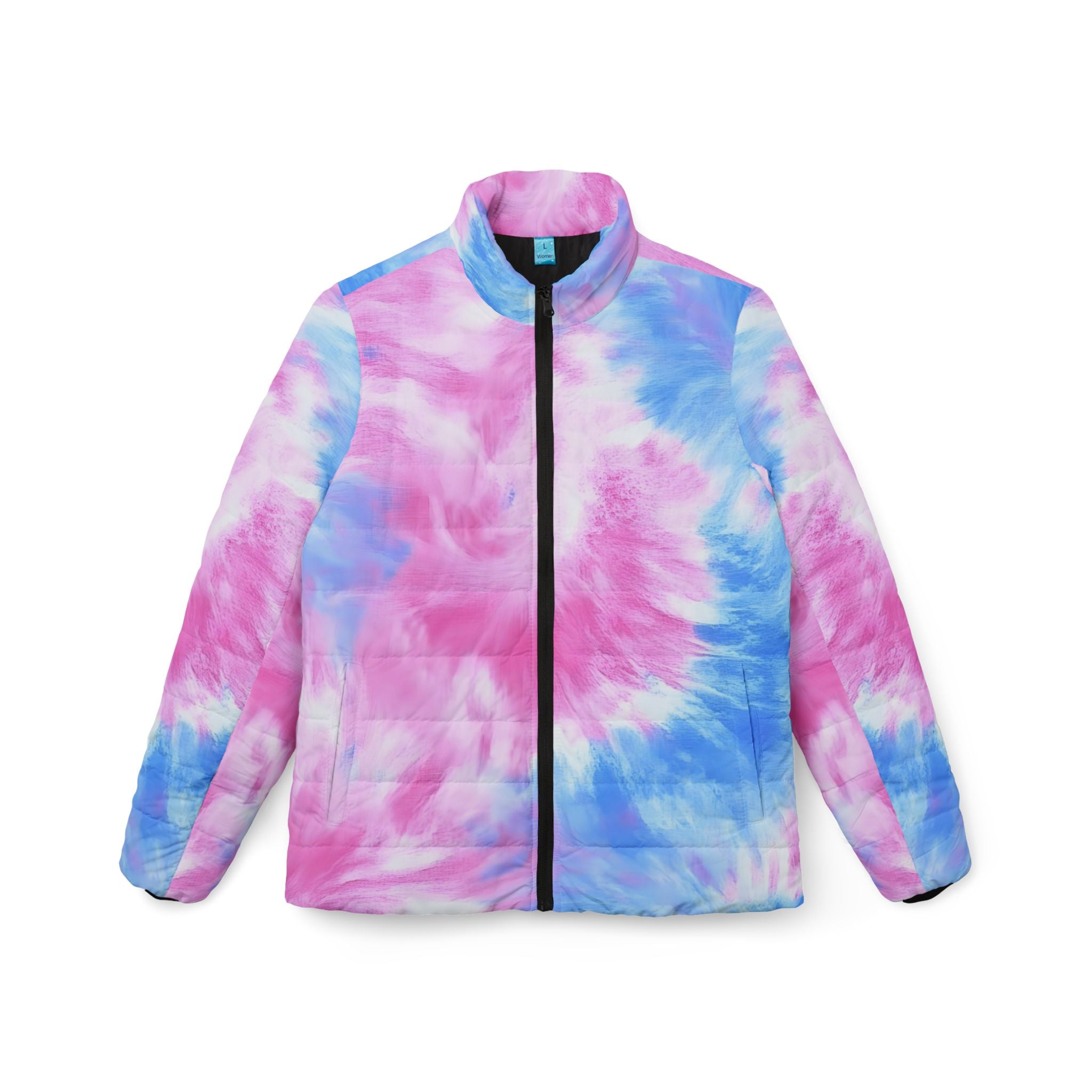 Printify Pink and Blue Tie-Dye Puffer Jacket 2025