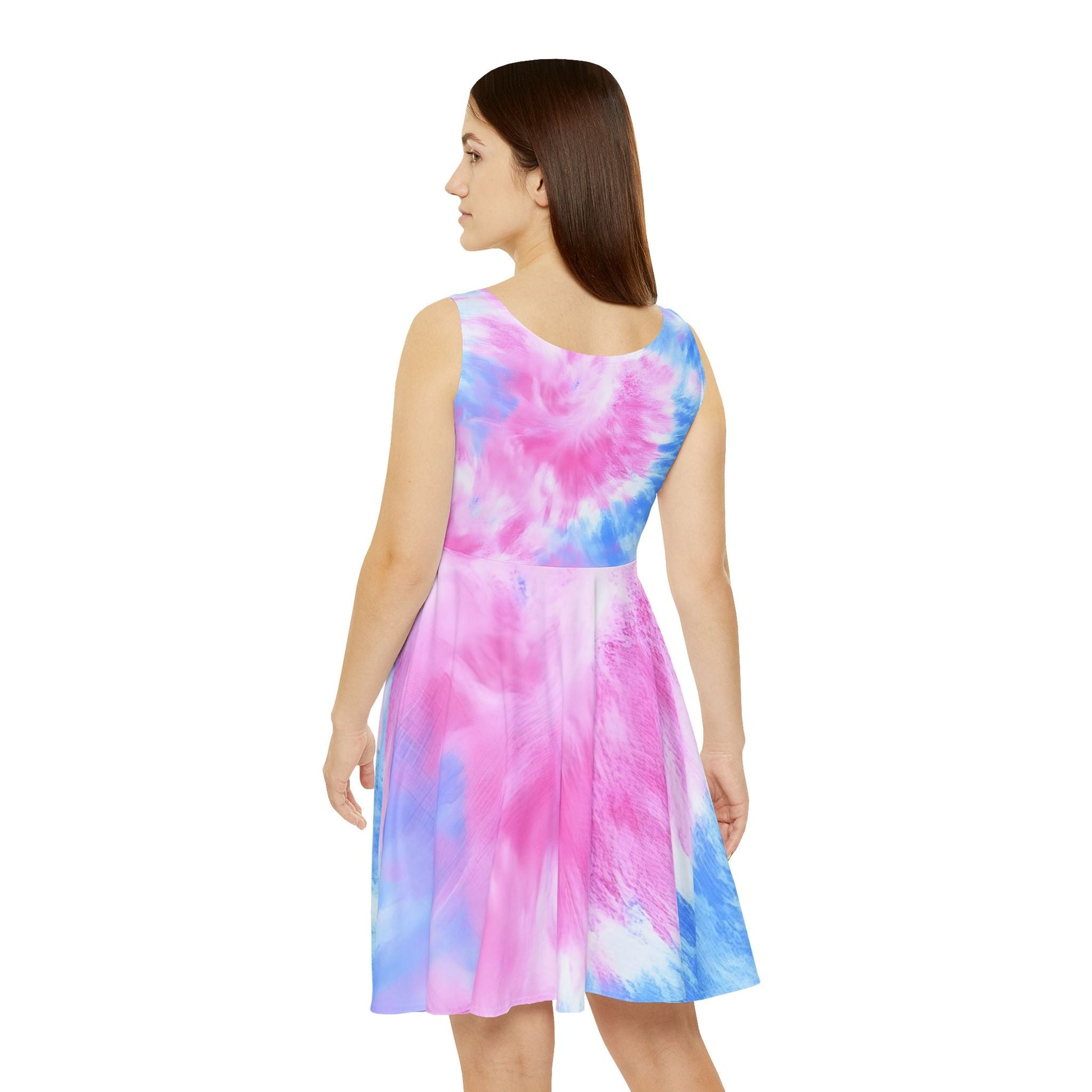 Pink and Blue Tie Dye Skater Dress, Artsulli - Art is Long, Life is Short, All Over Prints, , , , , , , 