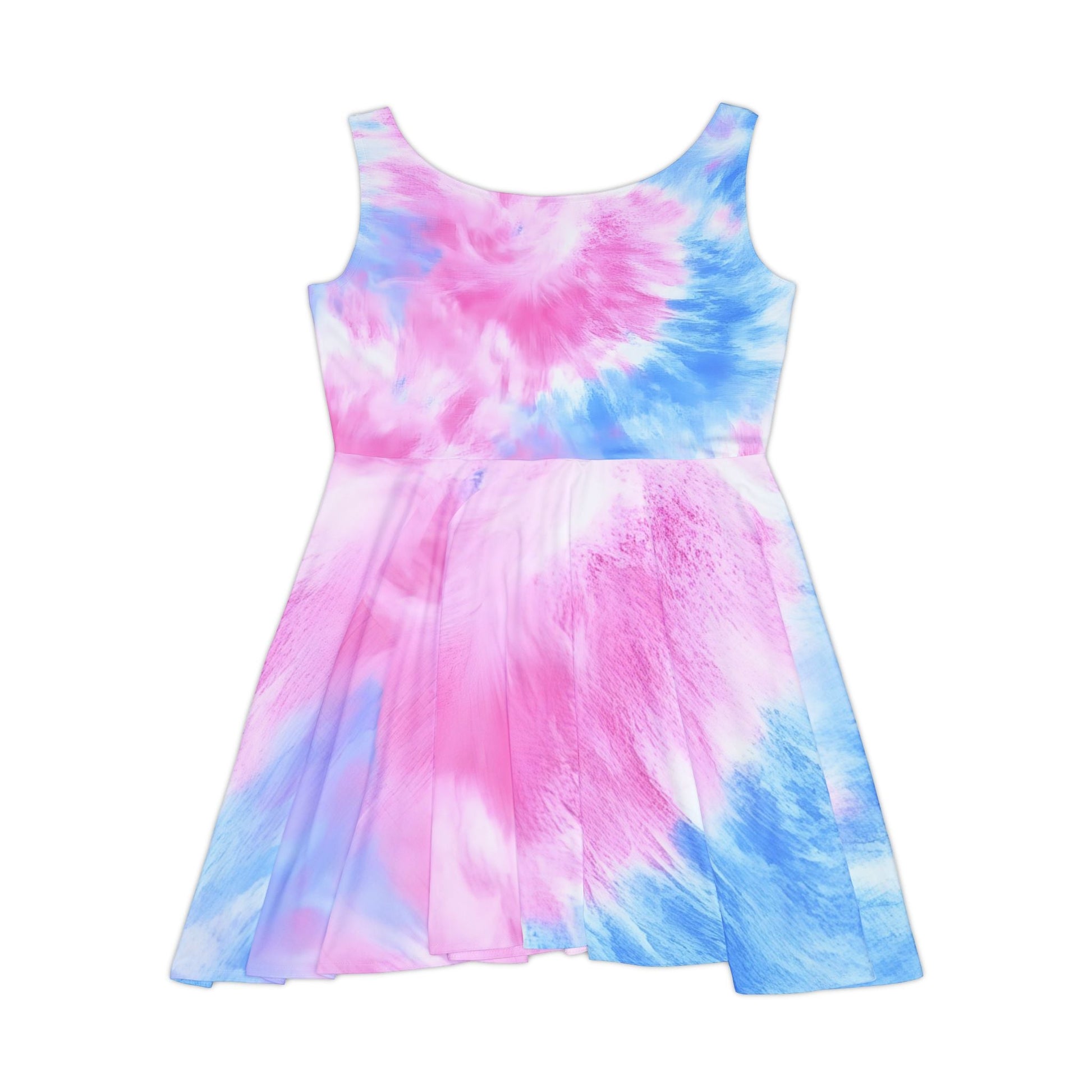 Pink and Blue Tie Dye Skater Dress, Artsulli - Art is Long, Life is Short, All Over Prints, , , , , , , 