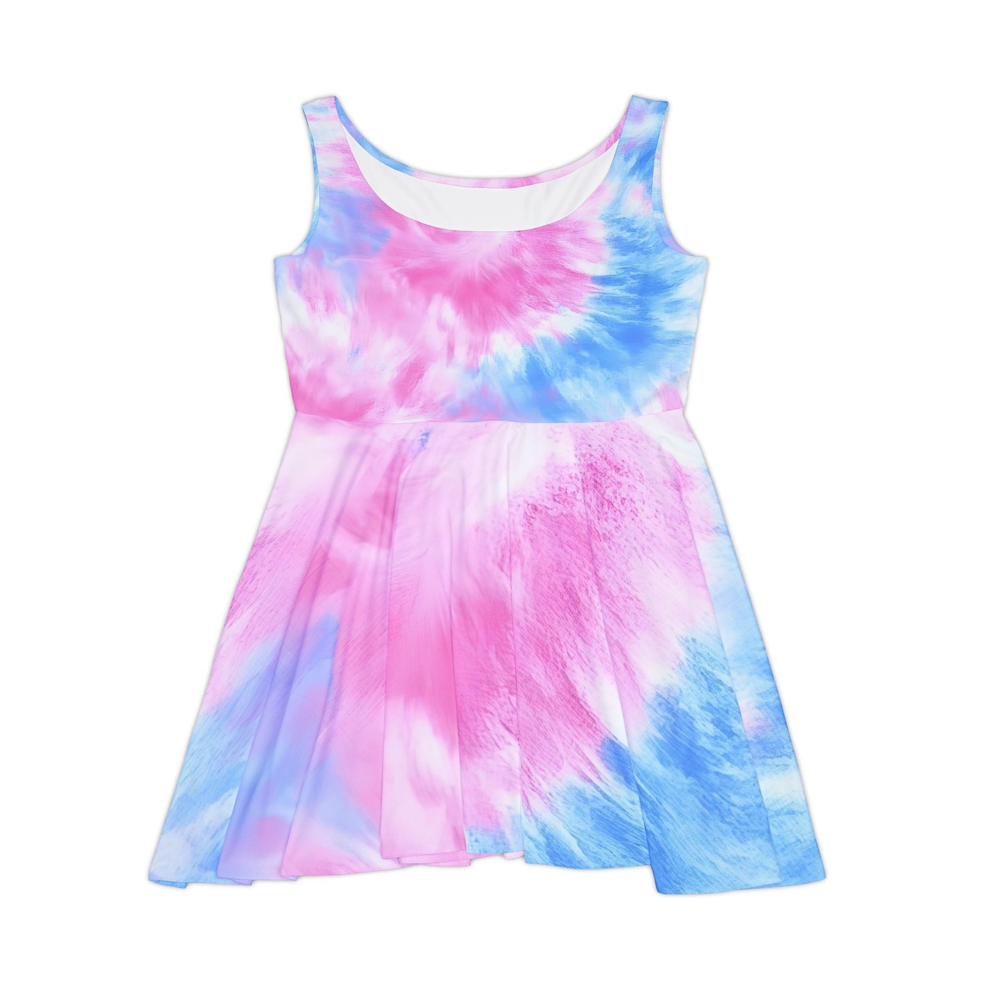 Pink and Blue Tie Dye Skater Dress, Artsulli - Art is Long, Life is Short, All Over Prints, Size, XS, , , , , 16895642691458257162