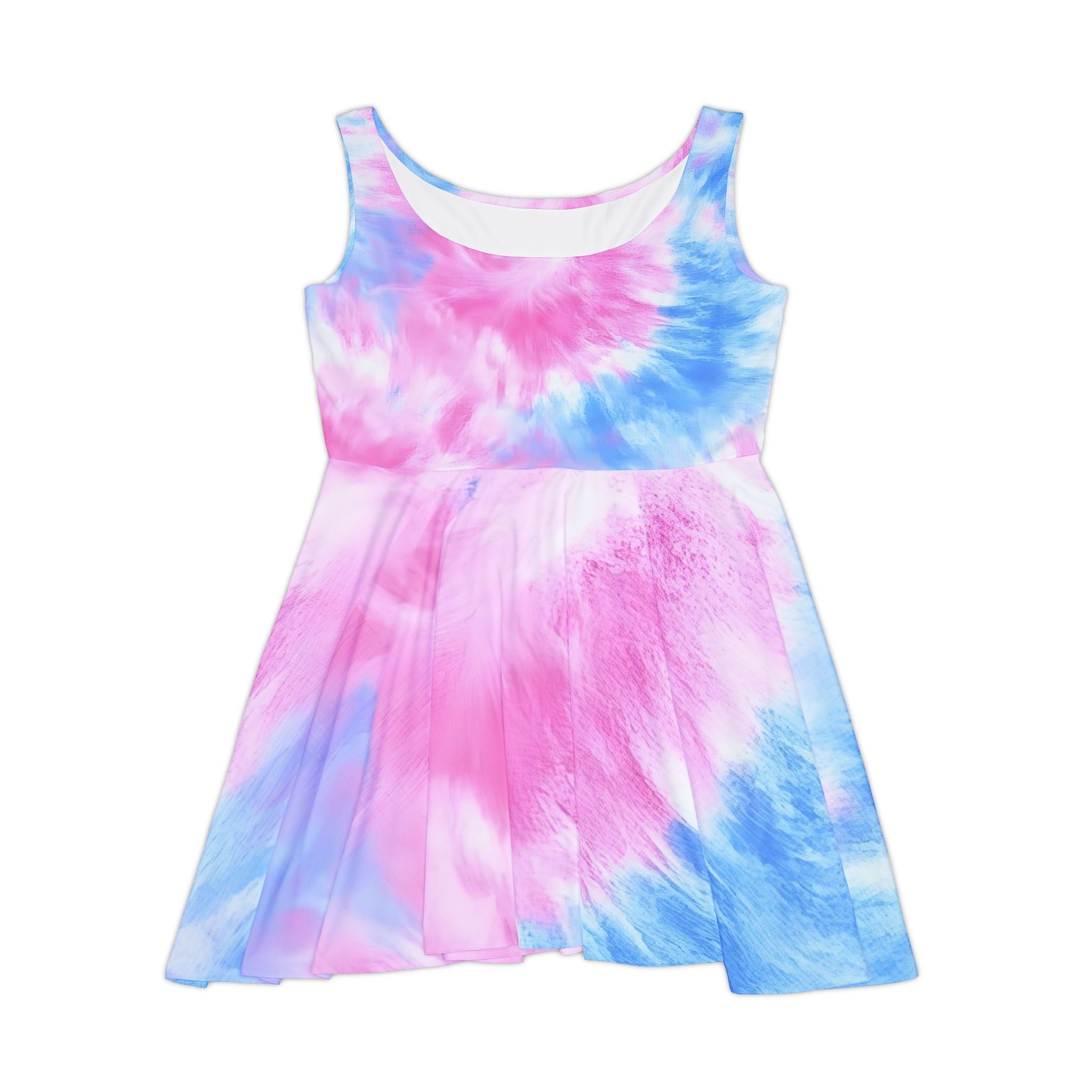 Printify Pink and Blue Tie Dye Skater Dress 2025