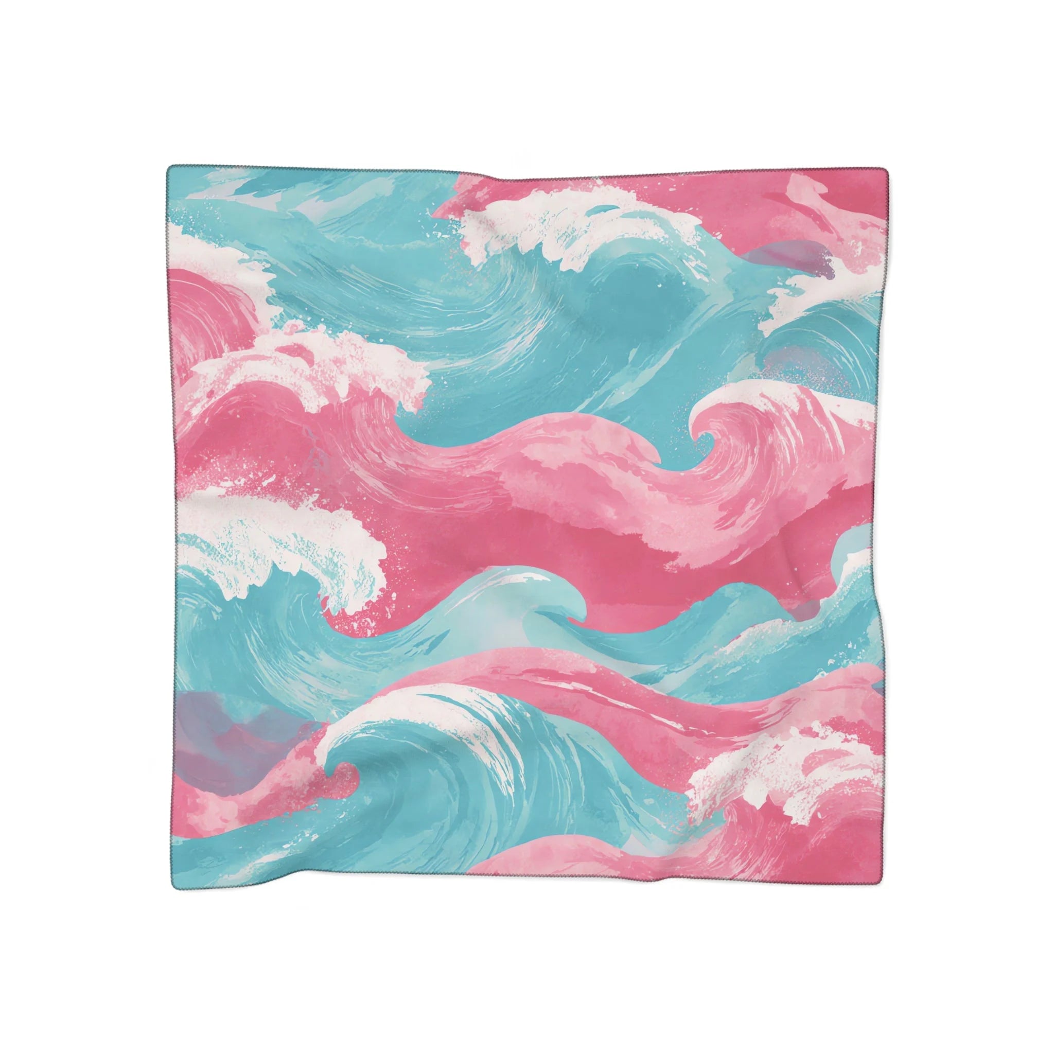 Pink and Blue Wave Made Made Sheer Scarf, Artsulli - Art is Long, Life is Short, Accessories, Color, Poly chiffon, Size, 25" × 25", , , 27800973089201956062
