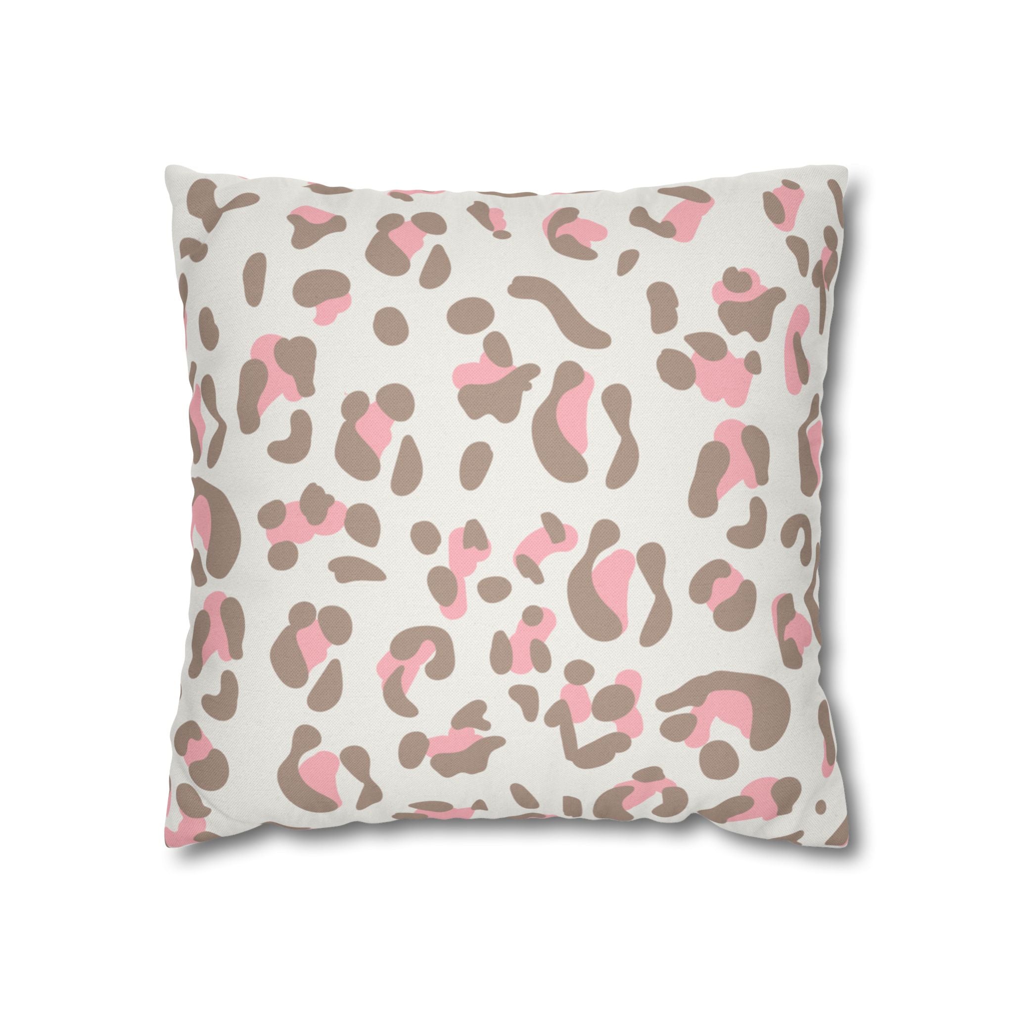 Pink and Brown Leopard Print Throw Pillow, Artsulli - Art is Long, Life is Short, Home Decor, Size, 16" × 16", , , , , 15090047045574267760