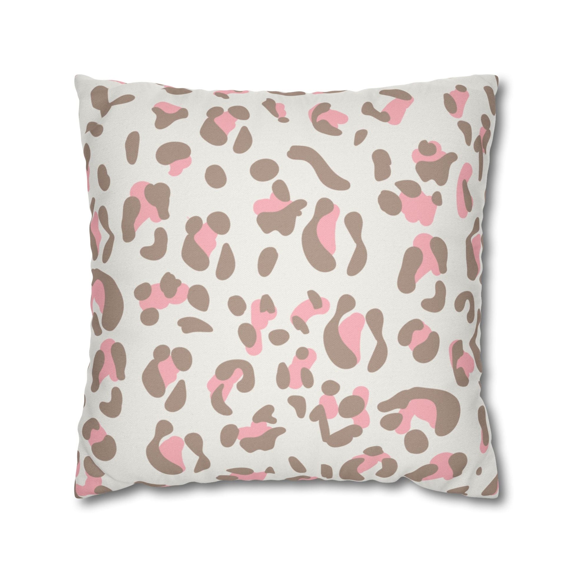 Pink and Brown Leopard Print Throw Pillow, Artsulli - Art is Long, Life is Short, Home Decor, Size, 20" × 20", , , , , 49795060456280674347
