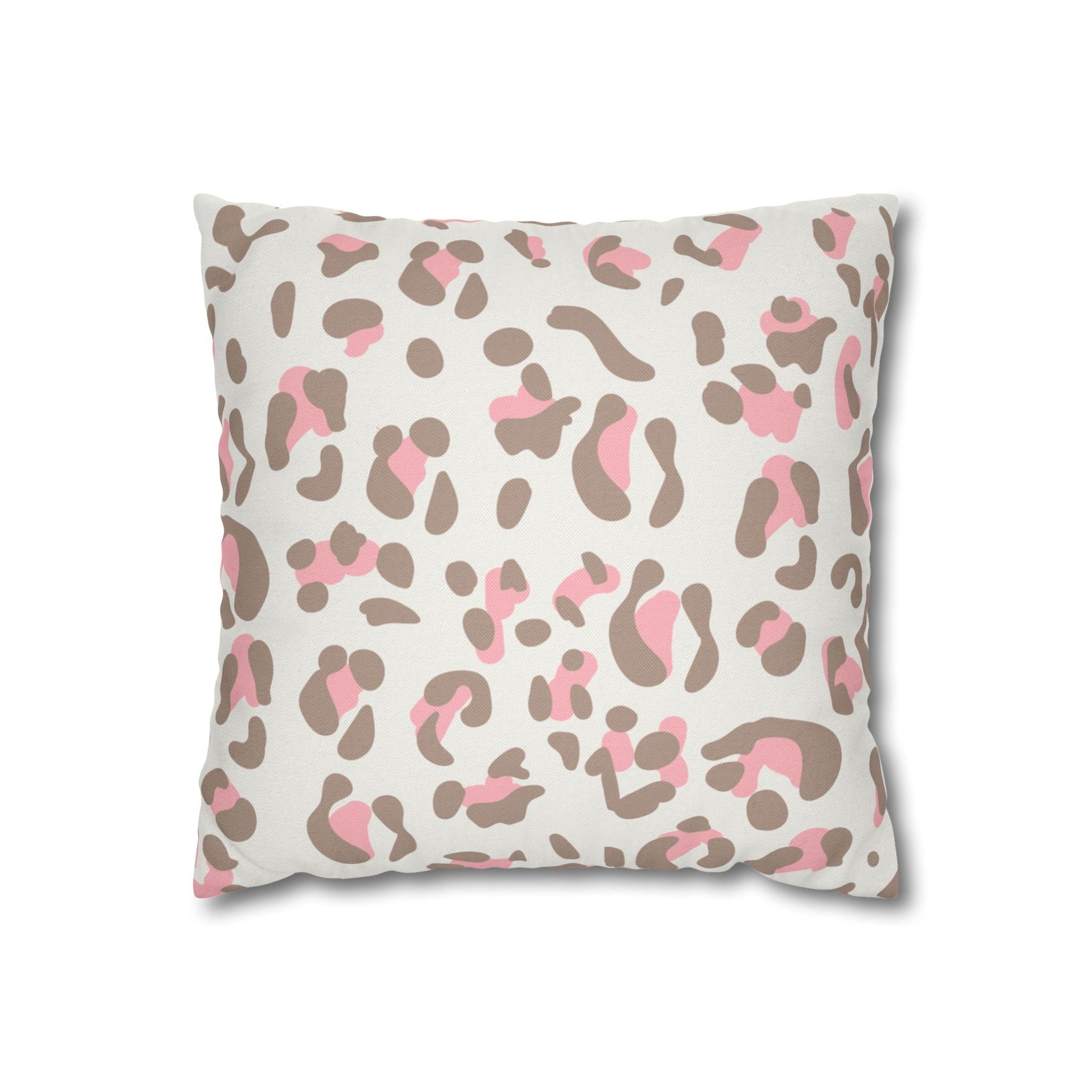 Pink and Brown Leopard Print Throw Pillow, Artsulli - Art is Long, Life is Short, Home Decor, Size, 14" × 14", , , , , 24895591089297891074