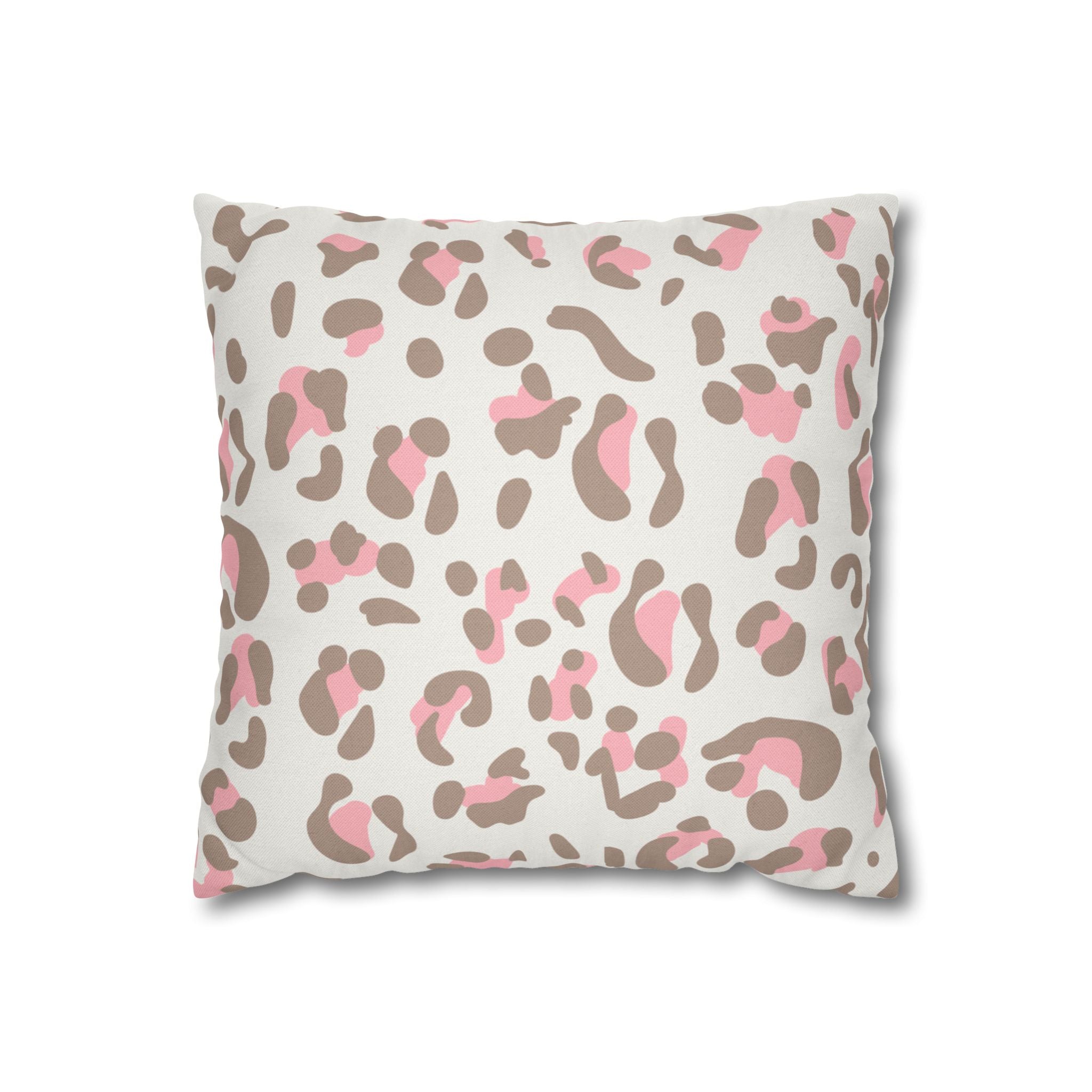 Pink and Brown Leopard Print Throw Pillow, Artsulli - Art is Long, Life is Short, Home Decor, Size, 14" × 14", , , , , 24895591089297891074
