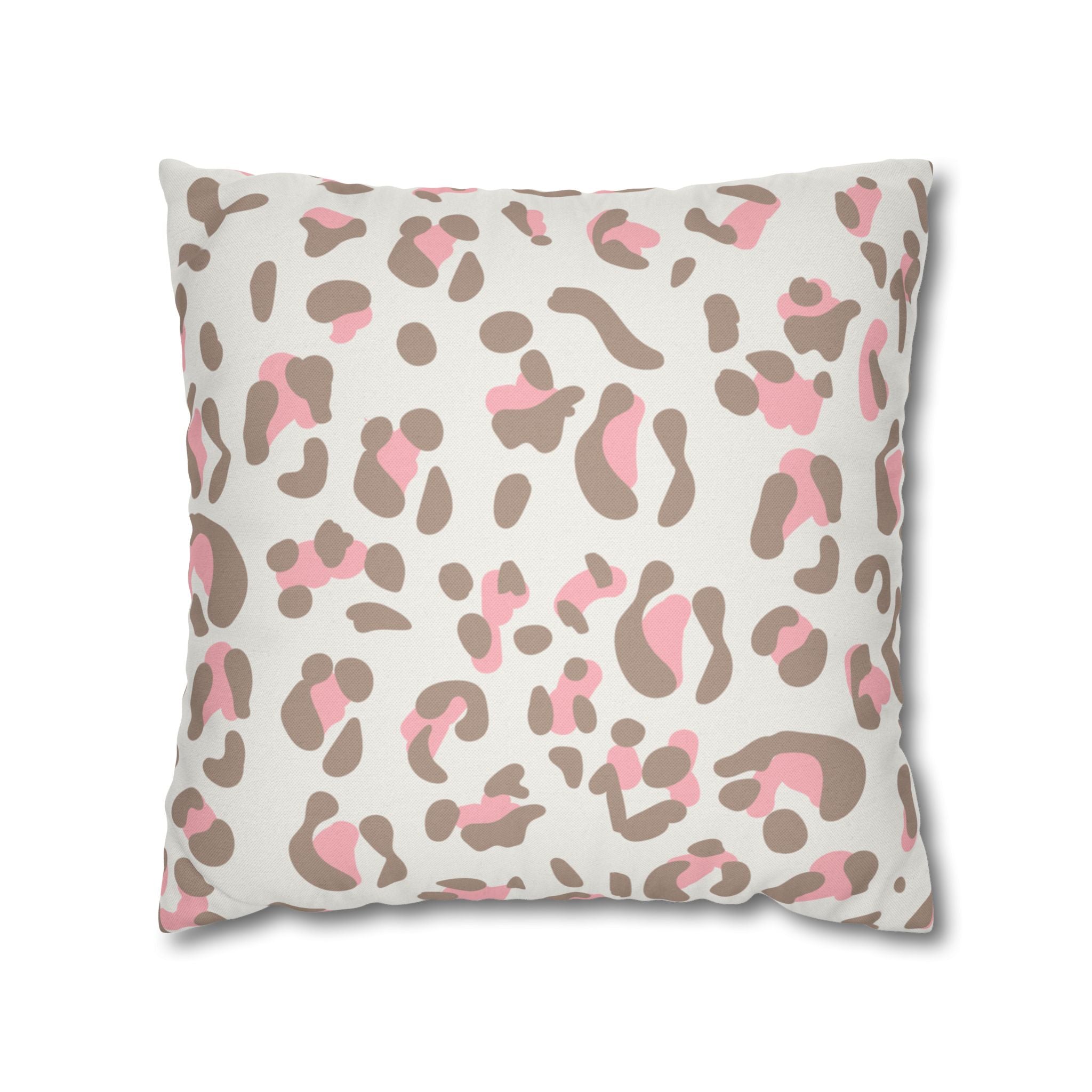 Pink and Brown Leopard Print Throw Pillow, Artsulli - Art is Long, Life is Short, Home Decor, Size, 18" × 18", , , , , 17526886886890275622