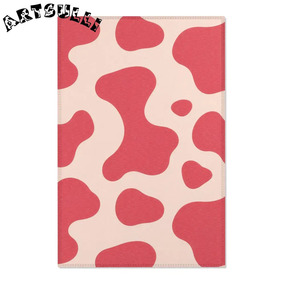 JAKKOUTTHEBXX Pink and Cream Cow Print Area Rug 2025