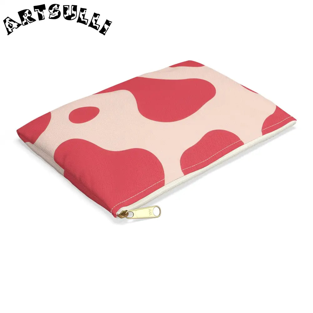 Pink and Cream Cow Print Flat Pouch, Artsulli - Art is Long, Life is Short, Bags, , , , , , , 
