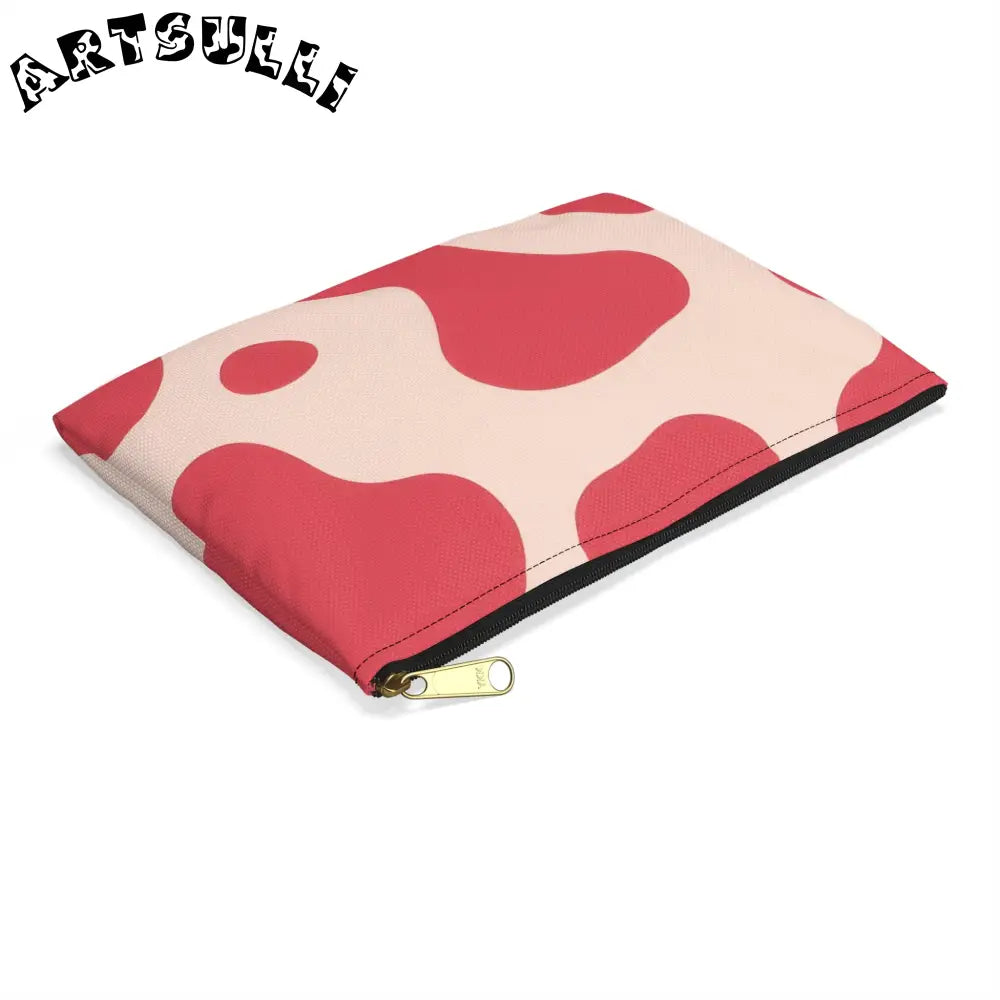 Pink and Cream Cow Print Flat Pouch, Artsulli - Art is Long, Life is Short, Bags, , , , , , , 