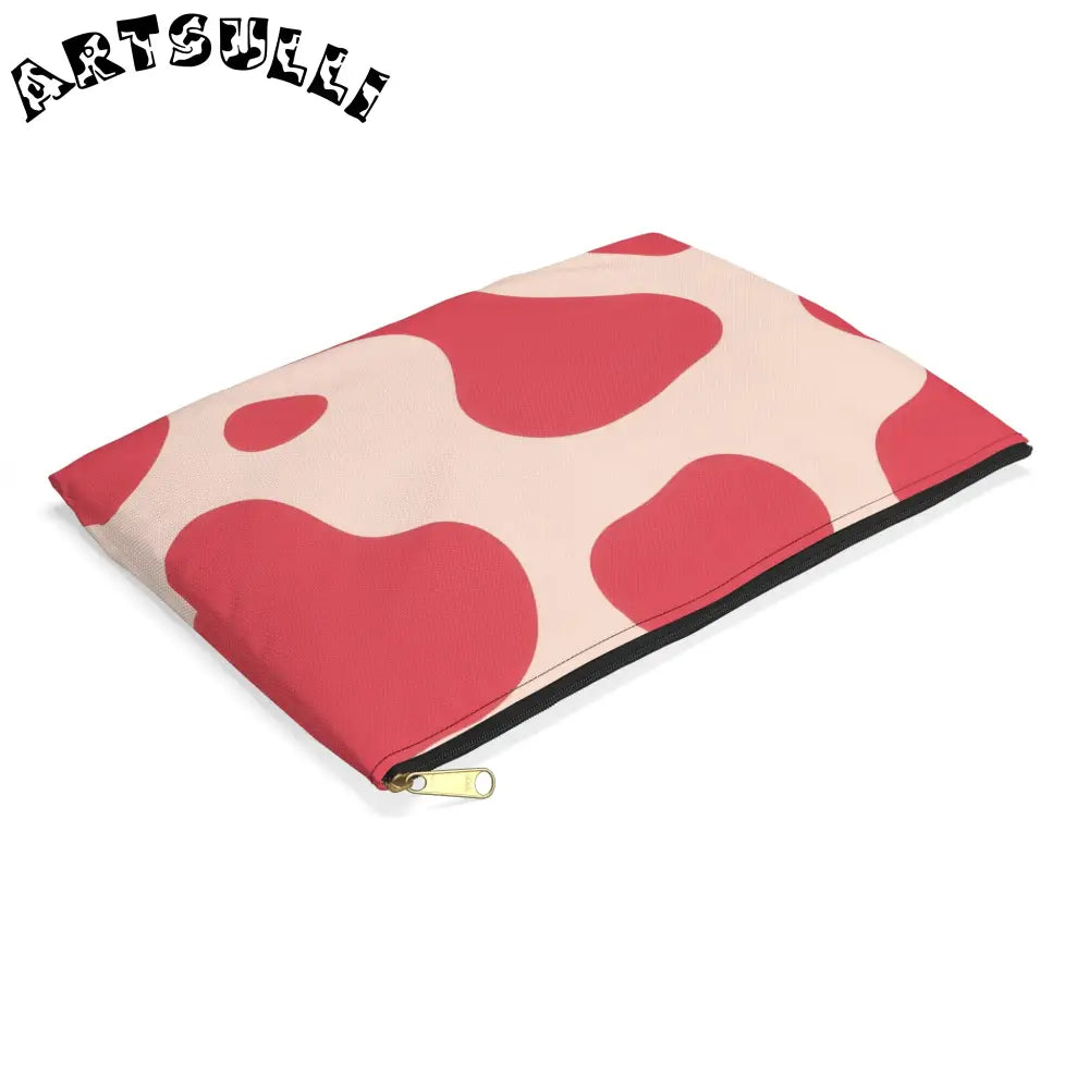 Pink and Cream Cow Print Flat Pouch, Artsulli - Art is Long, Life is Short, Bags, , , , , , , 
