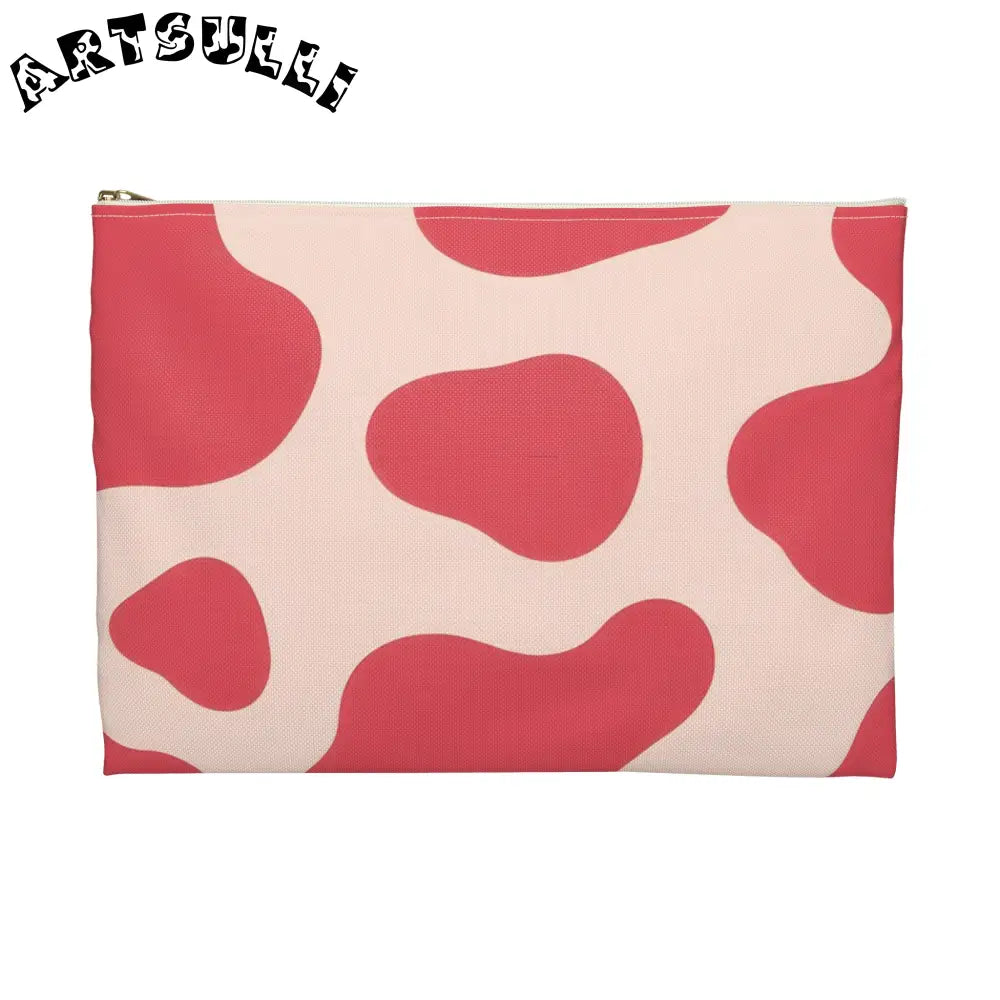 Pink and Cream Cow Print Flat Pouch, Artsulli - Art is Long, Life is Short, Bags, , , , , , , 