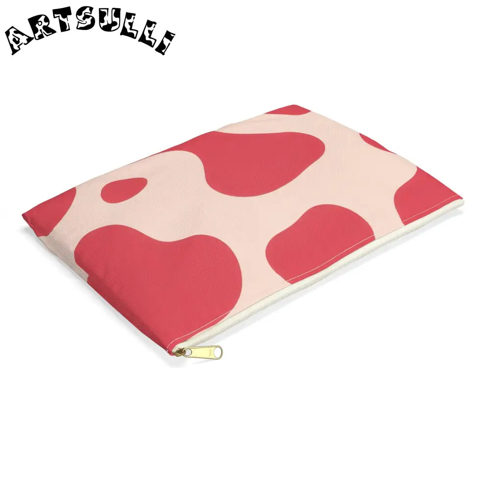 Pink and Cream Cow Print Flat Pouch, Artsulli - Art is Long, Life is Short, Bags, , , , , , , 